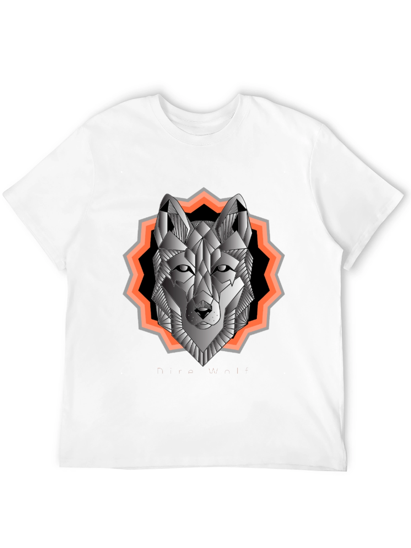 Geometric Wolf Graphic Tee - Black Cotton Blend