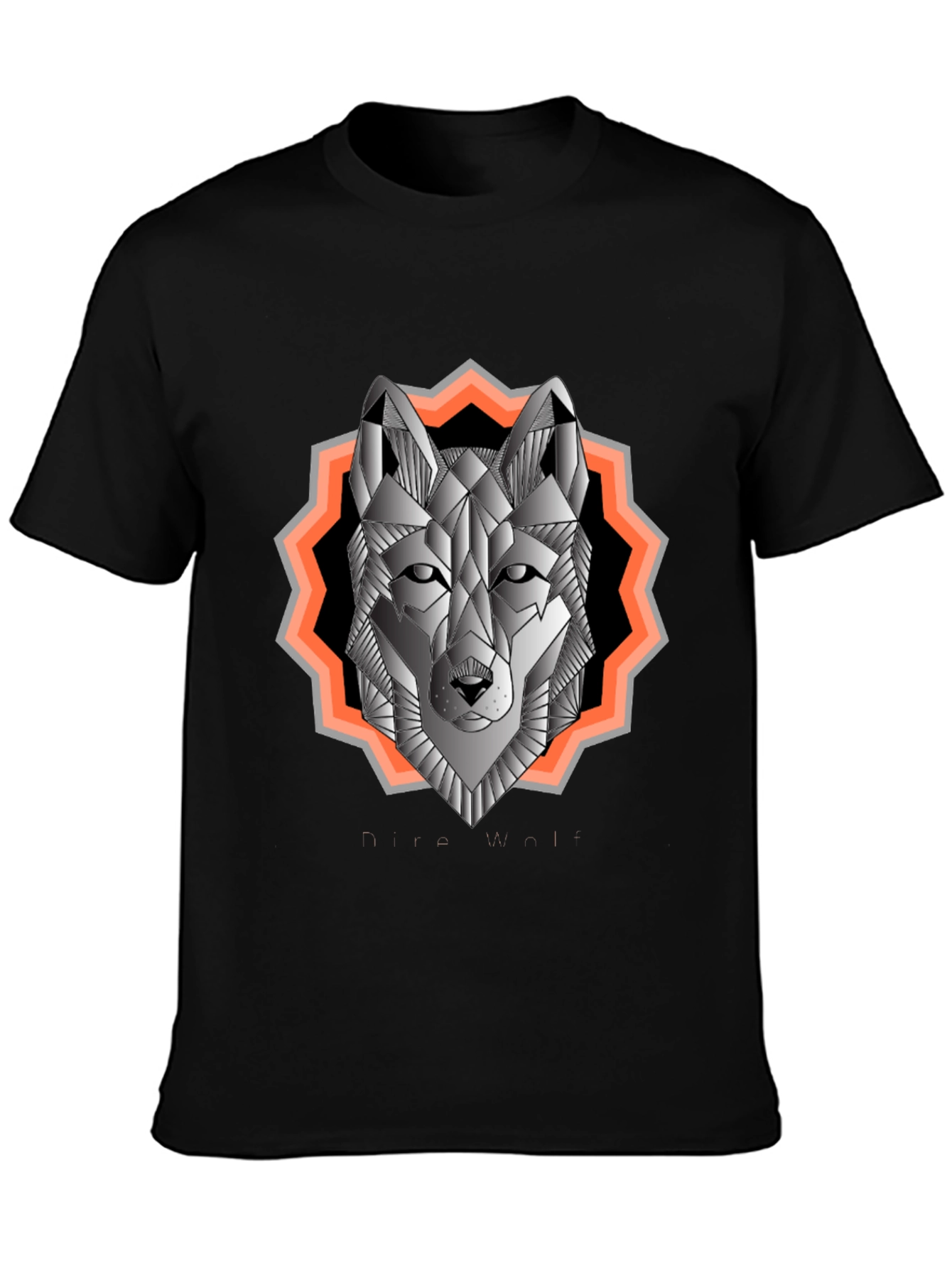 Geometric Wolf Graphic Tee - Black Cotton Blend