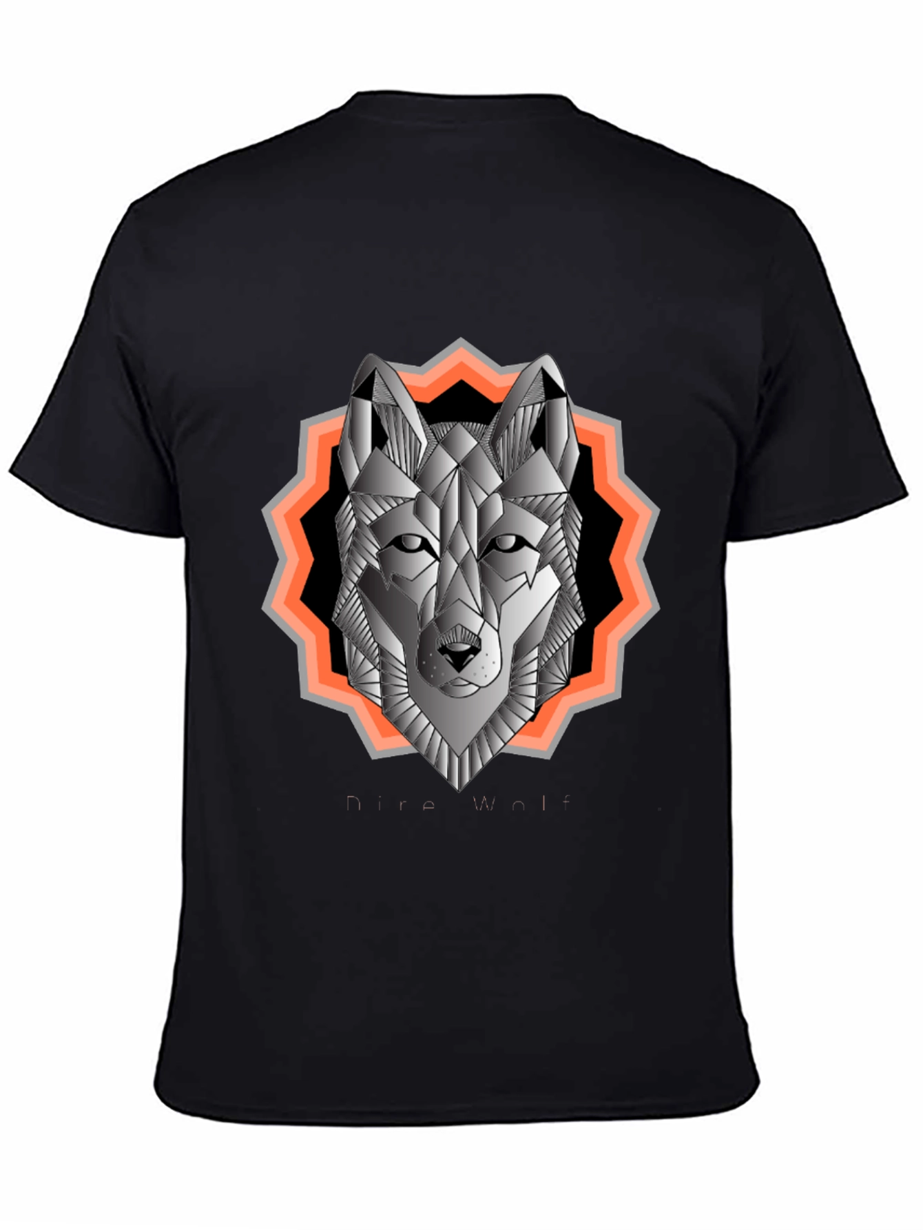 Geometric Wolf Graphic Tee - Black Cotton Blend