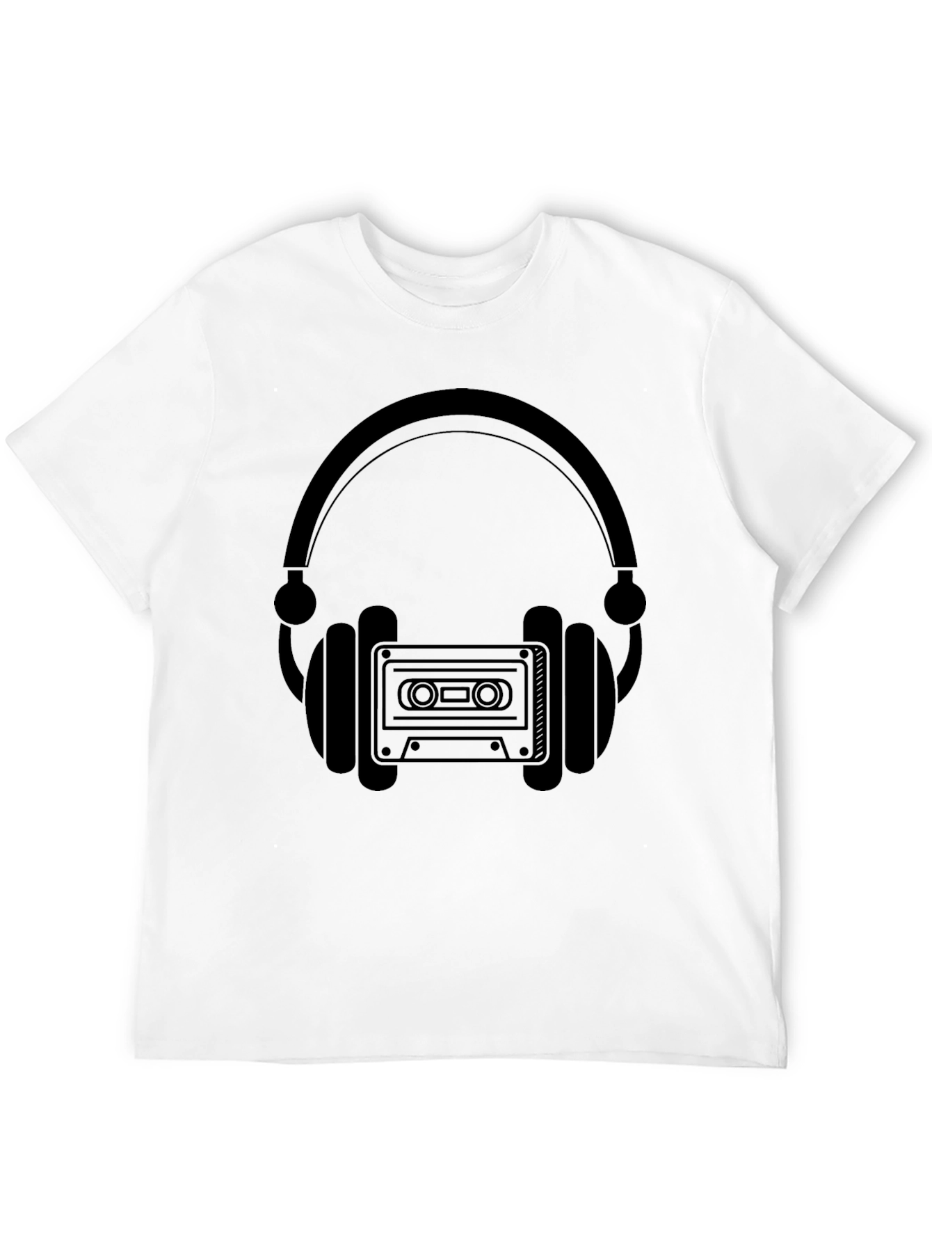 Retro Headphones & Cassette Tape Graphic T-Shirt