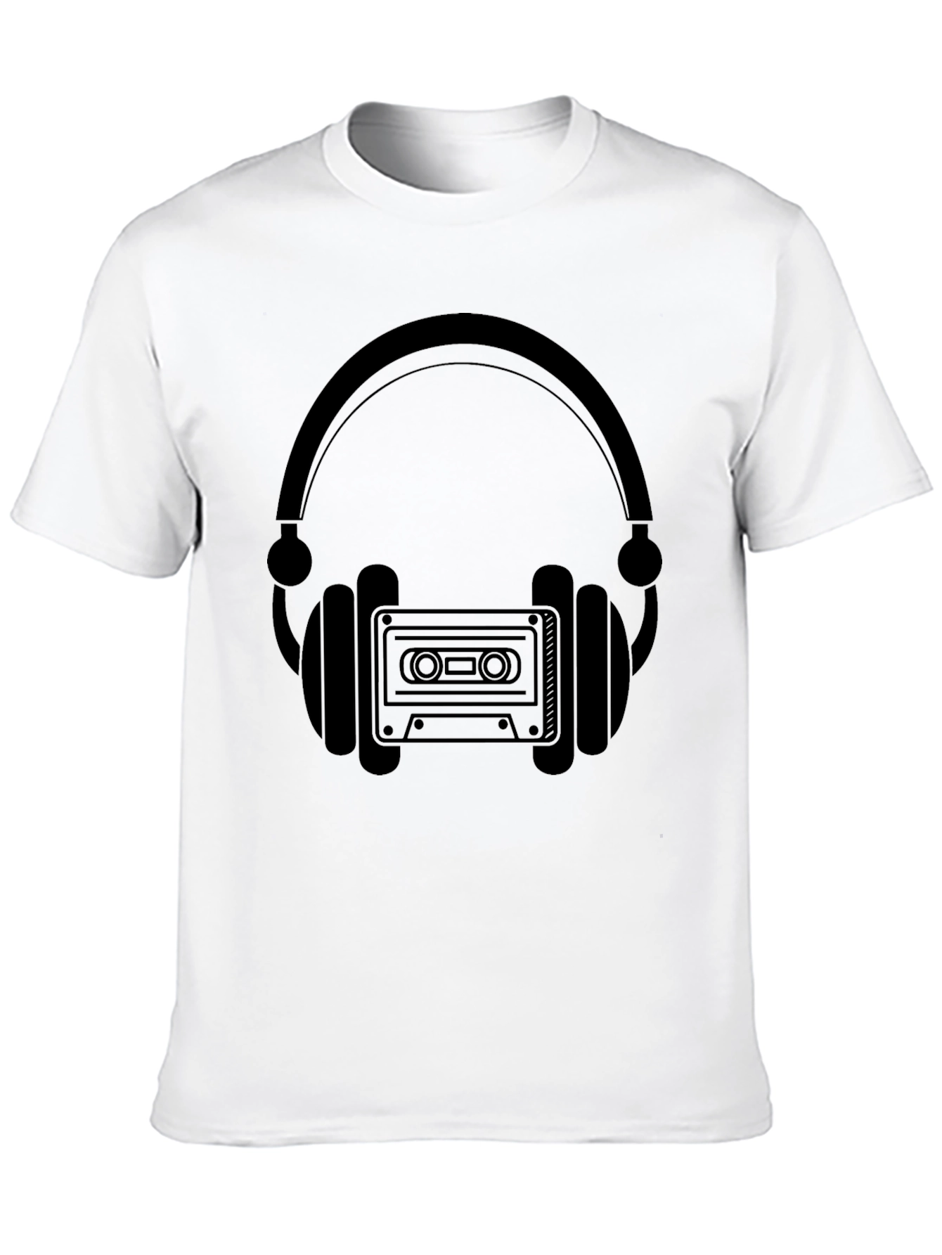 Retro Headphones & Cassette Tape Graphic T-Shirt