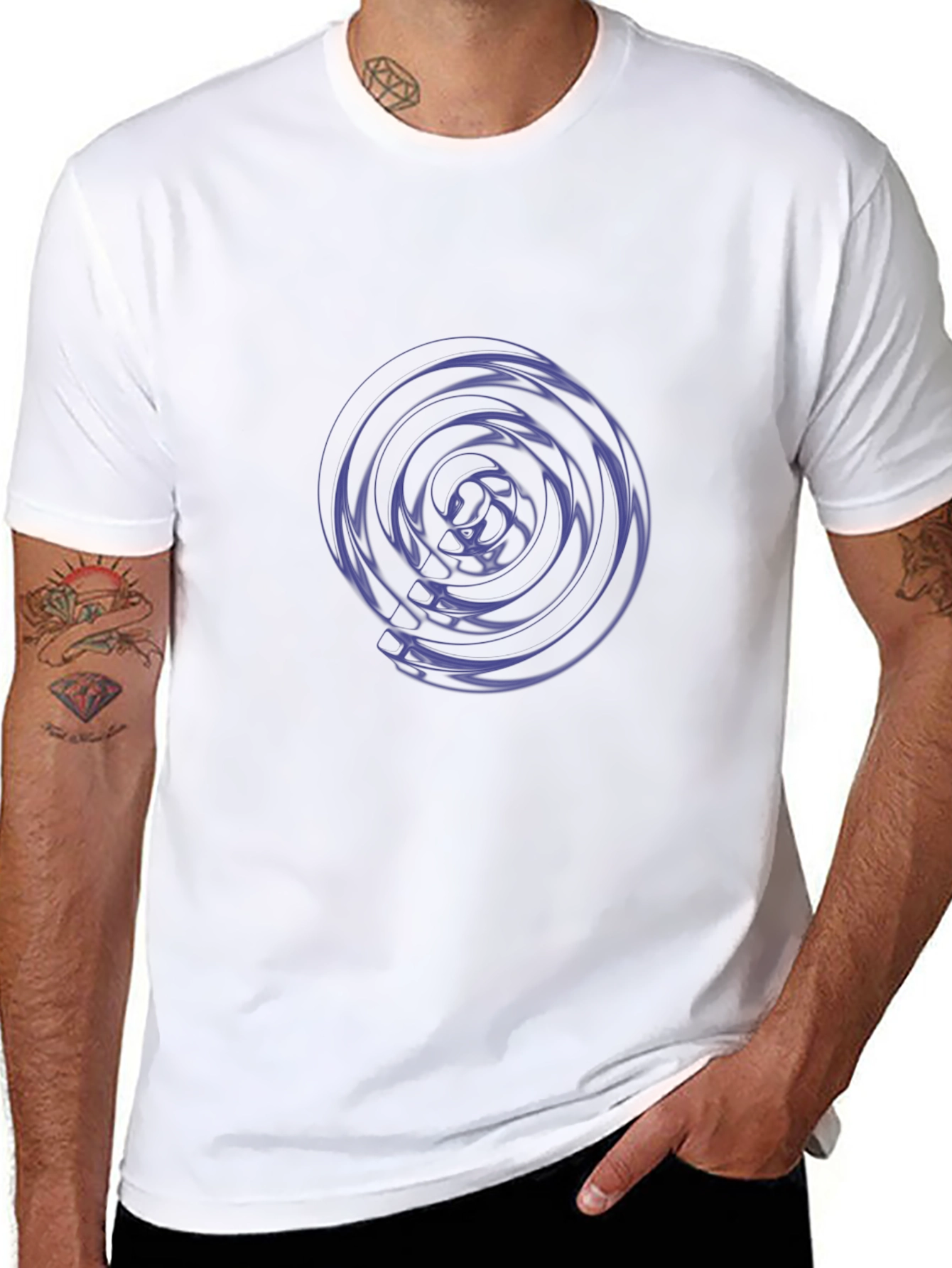 Abstract Swirl Graphic Tee - Stylish Mens Black T-Shirt