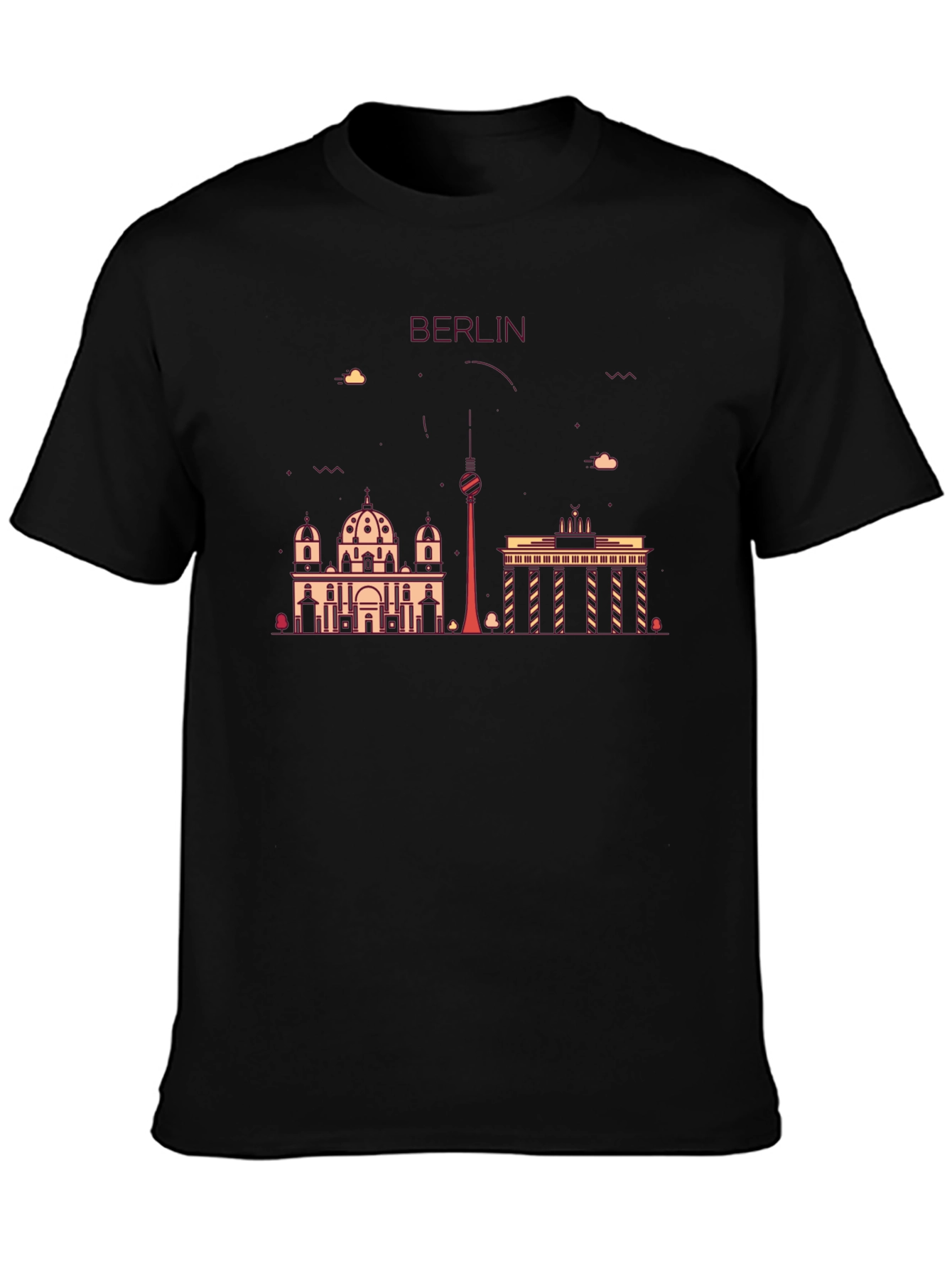 Berlin Skyline Graphic Print Black T-Shirt