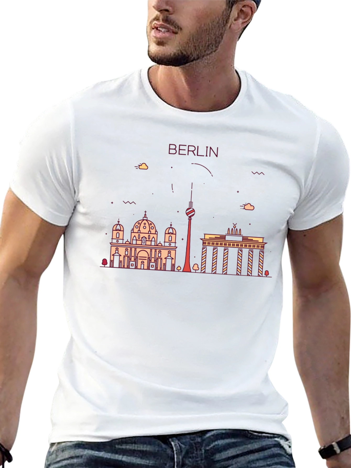Berlin Skyline Graphic Print Black T-Shirt