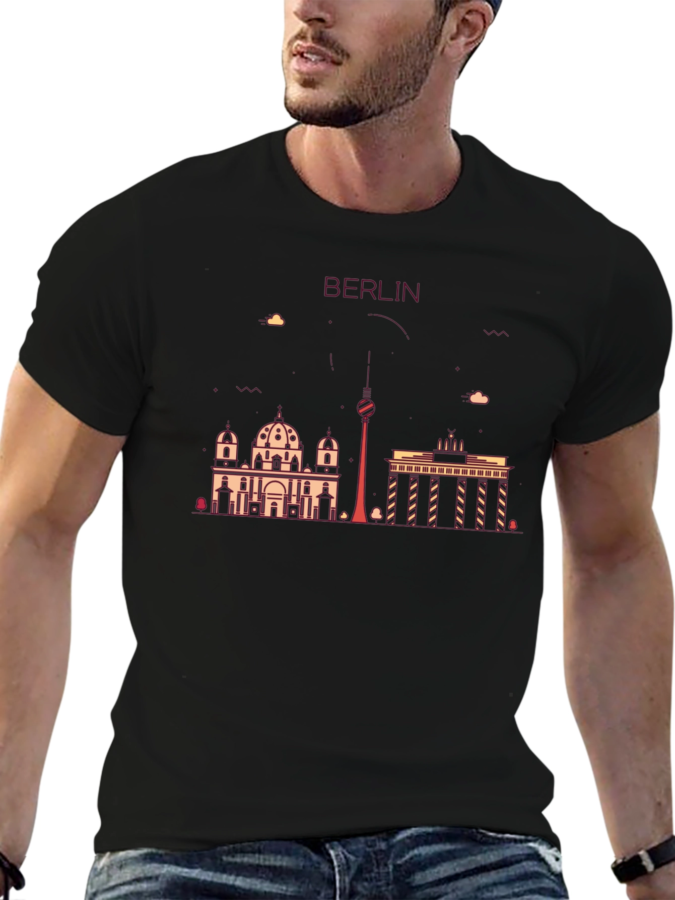 Berlin Skyline Graphic Print Black T-Shirt