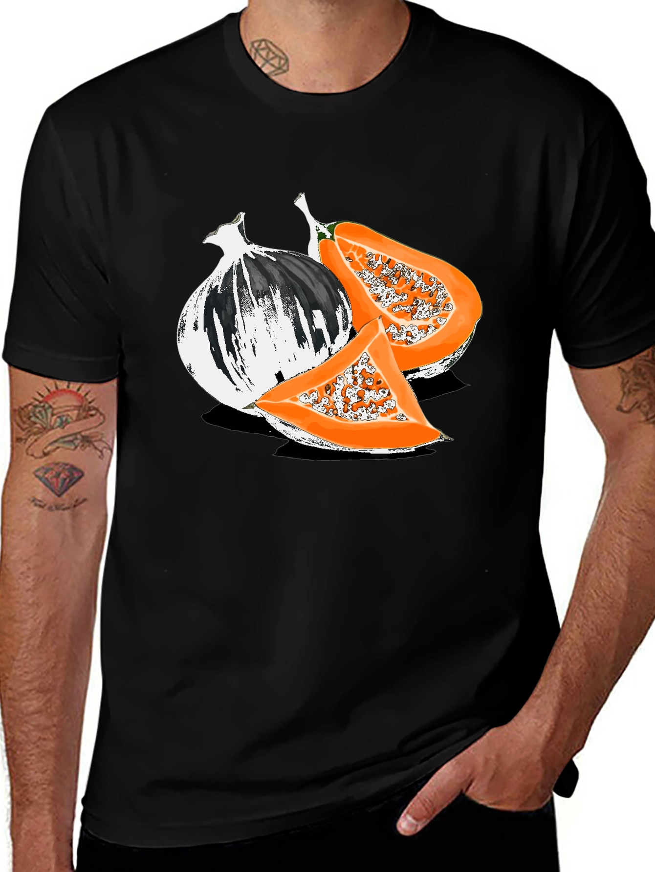 Papaya Graphic Tee - Black Casual T-Shirt