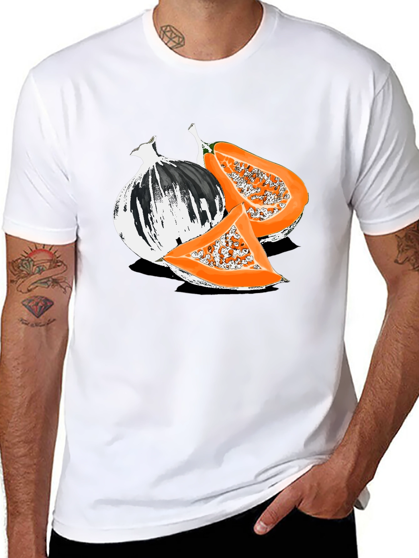 Papaya Graphic Tee - Black Casual T-Shirt