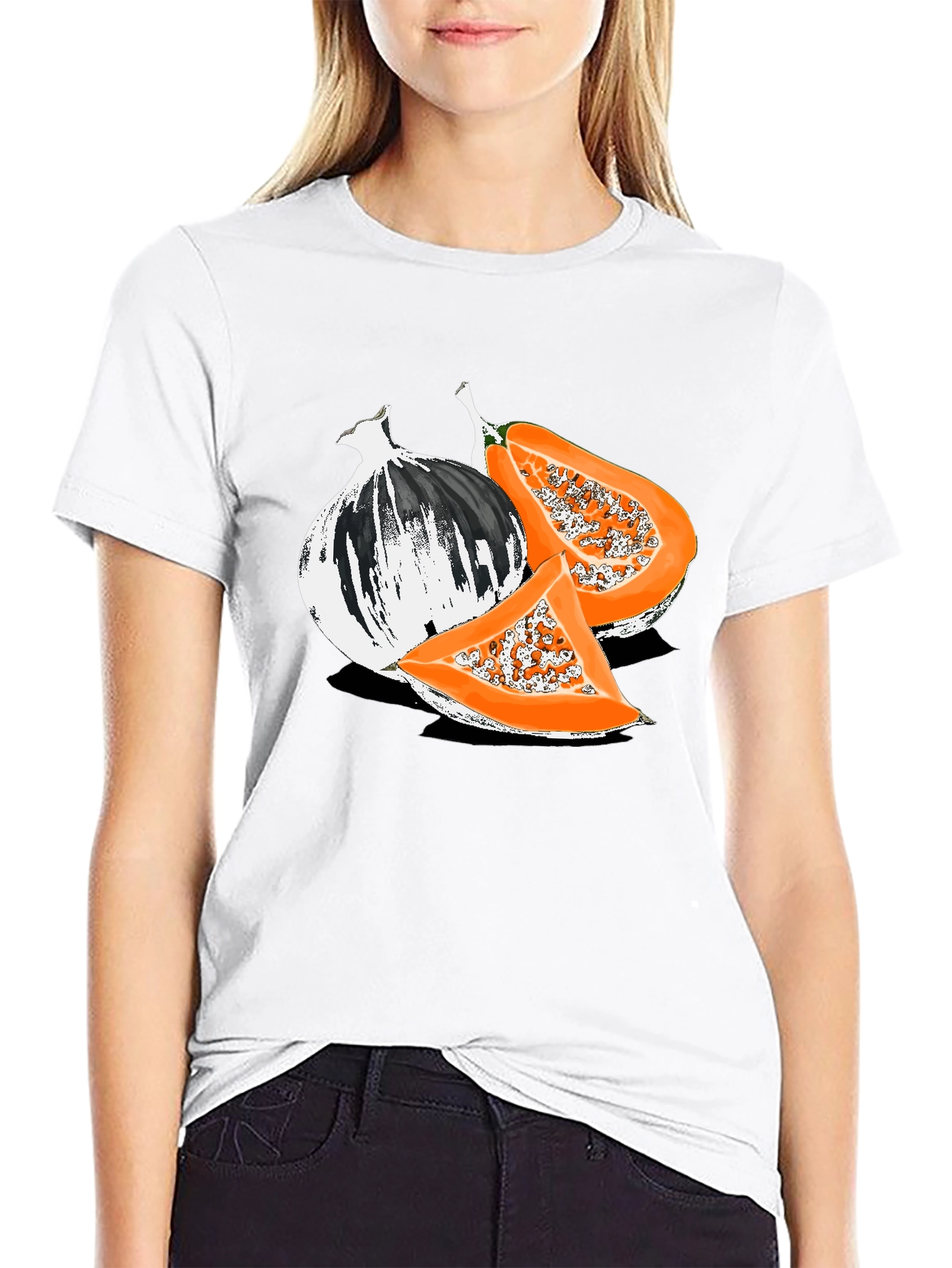 Papaya Graphic Tee - Black Casual T-Shirt