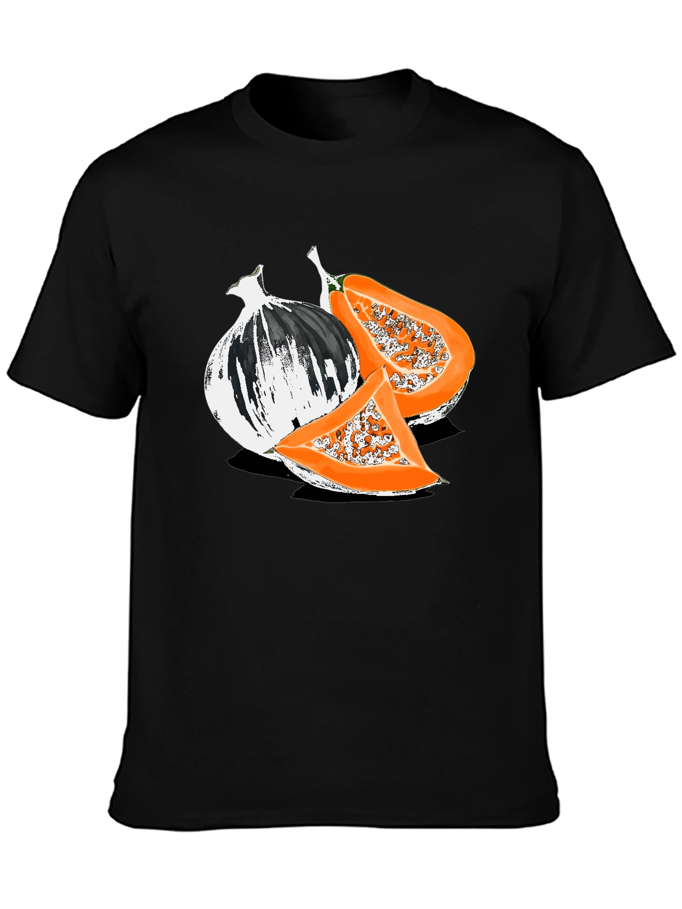 Papaya Graphic Tee - Black Casual T-Shirt