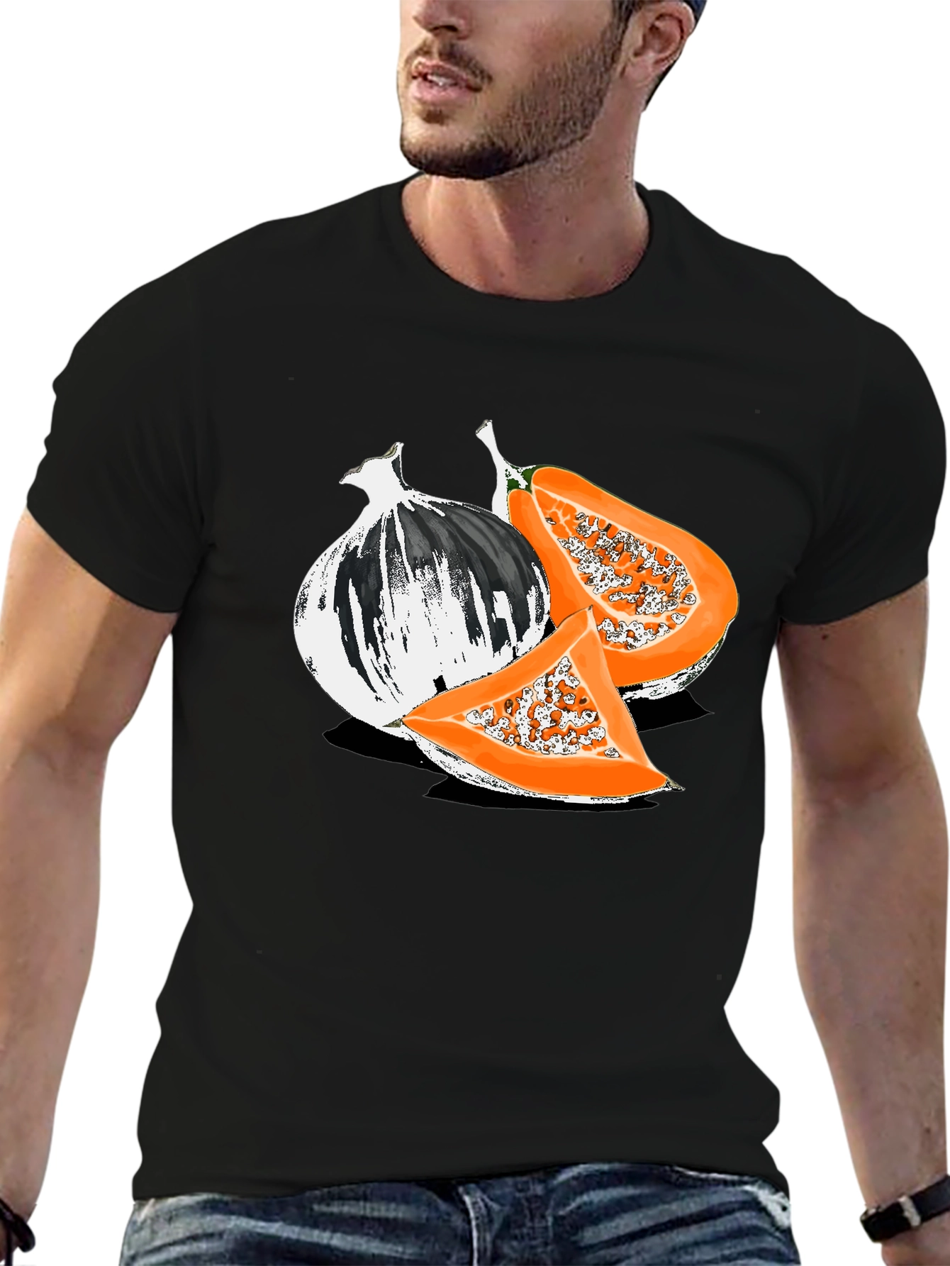 Papaya Graphic Tee - Black Casual T-Shirt
