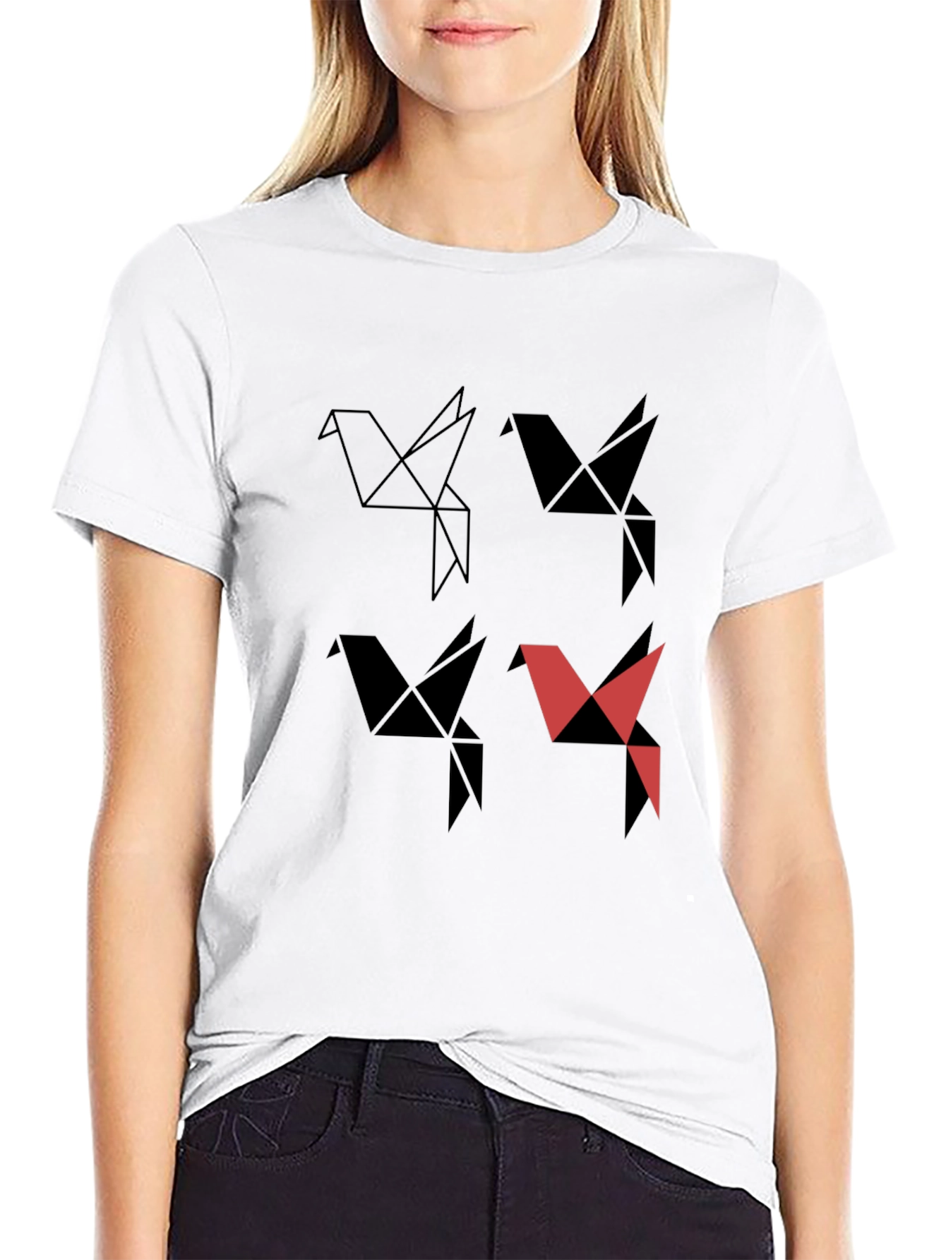 Origami Bird Graphic Tee - Modern Casual Style