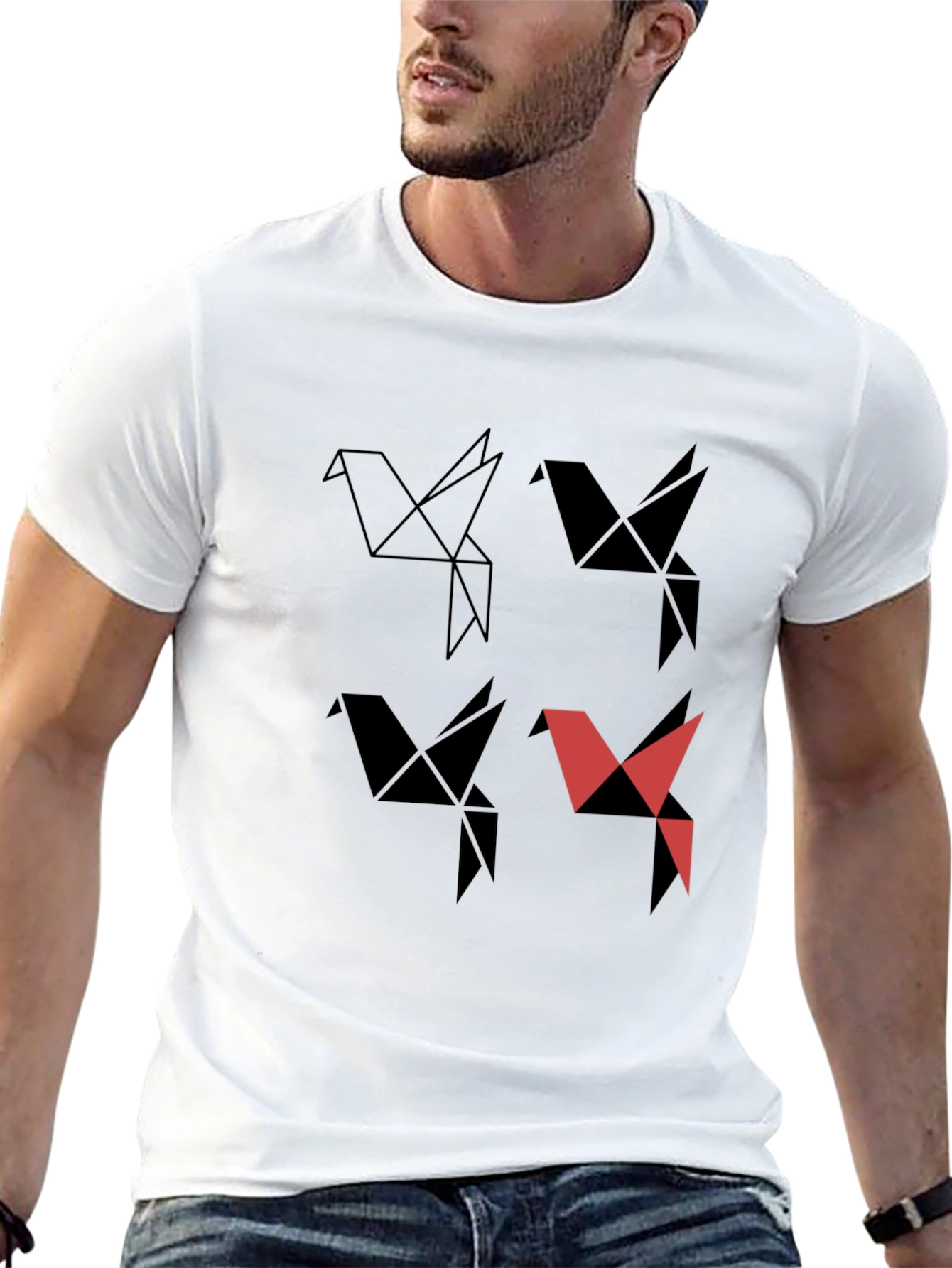 Origami Bird Graphic Tee - Modern Casual Style