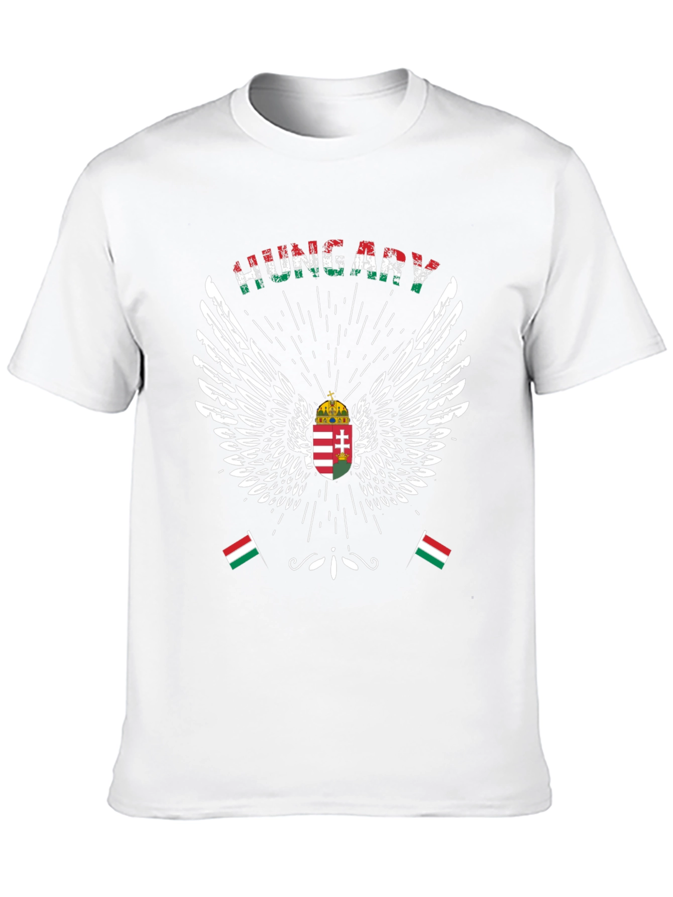 Hungary Flag Wings Graphic T-Shirt - Black Cotton Tee
