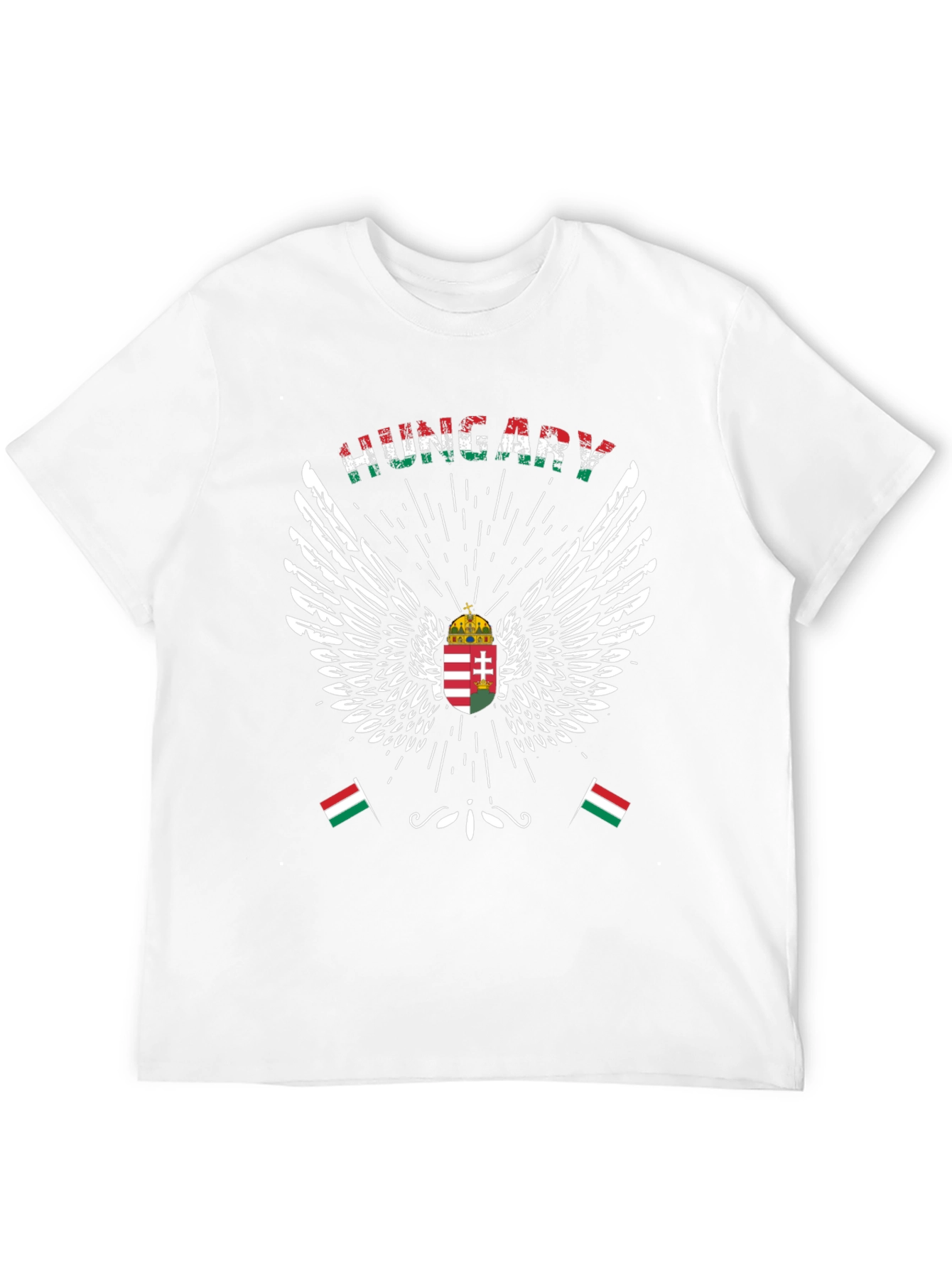 Hungary Flag Wings Graphic T-Shirt - Black Cotton Tee