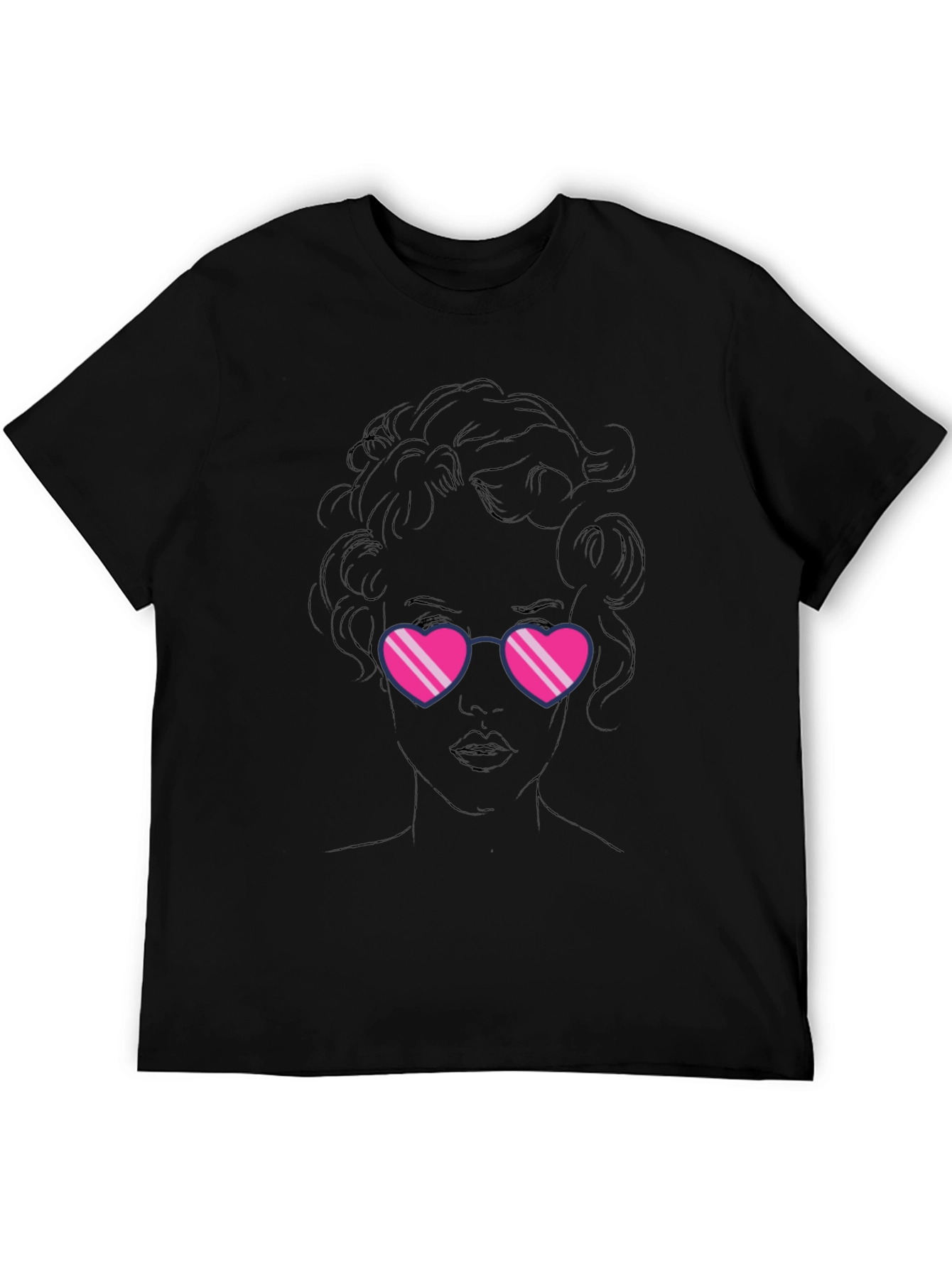 Heart Sunglasses Graphic Black T-Shirt