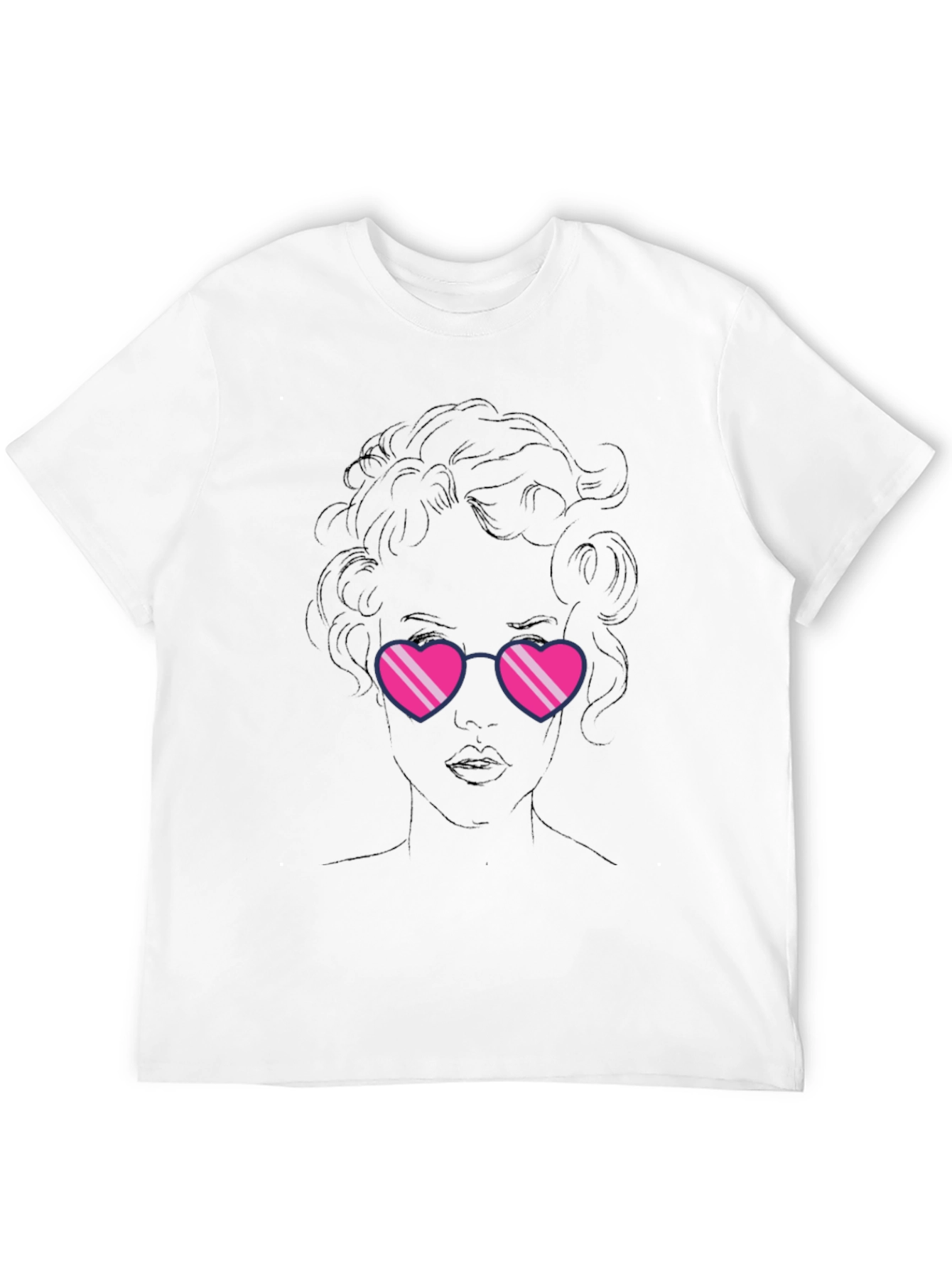 Heart Sunglasses Graphic Black T-Shirt