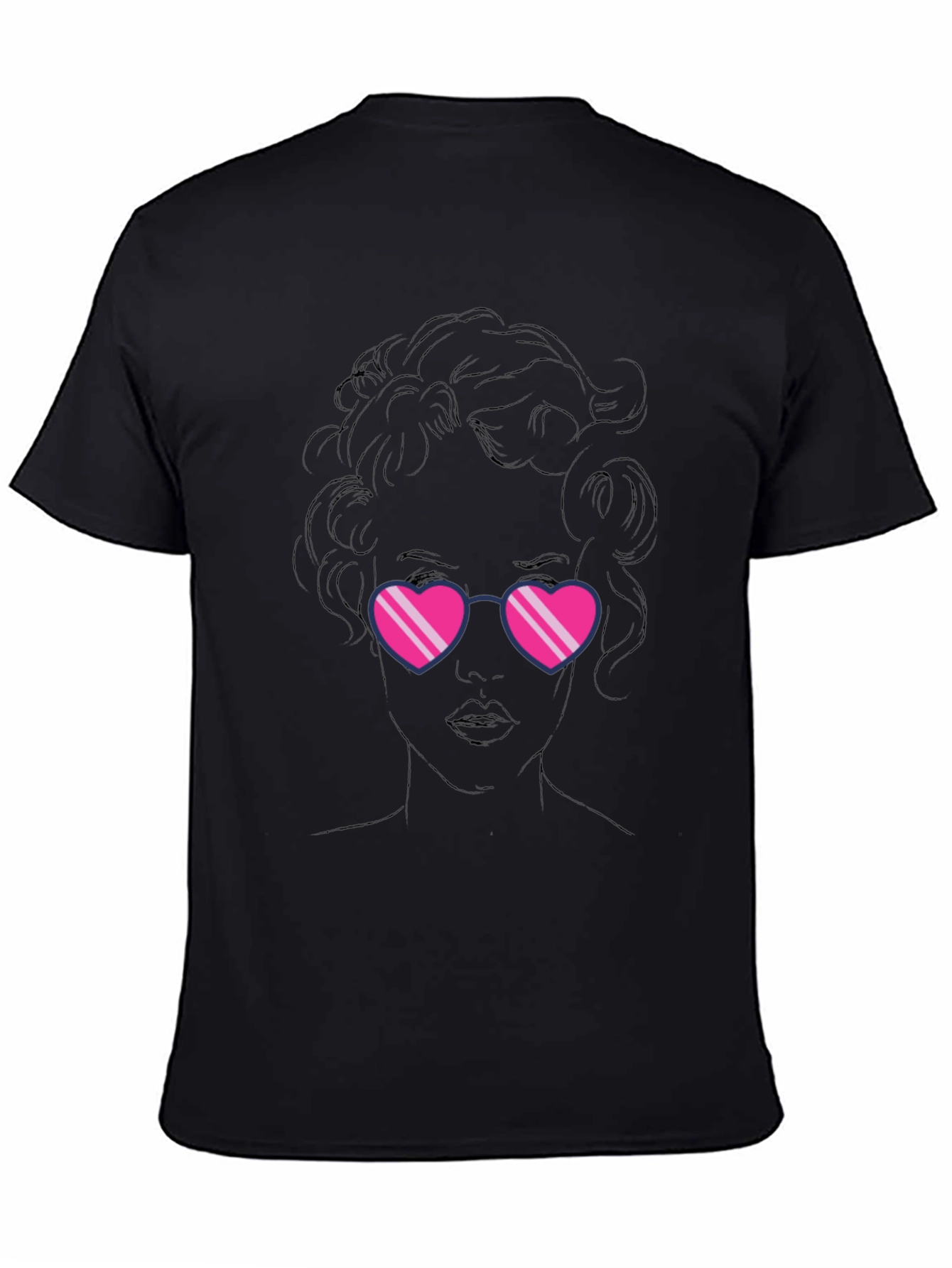 Heart Sunglasses Graphic Black T-Shirt