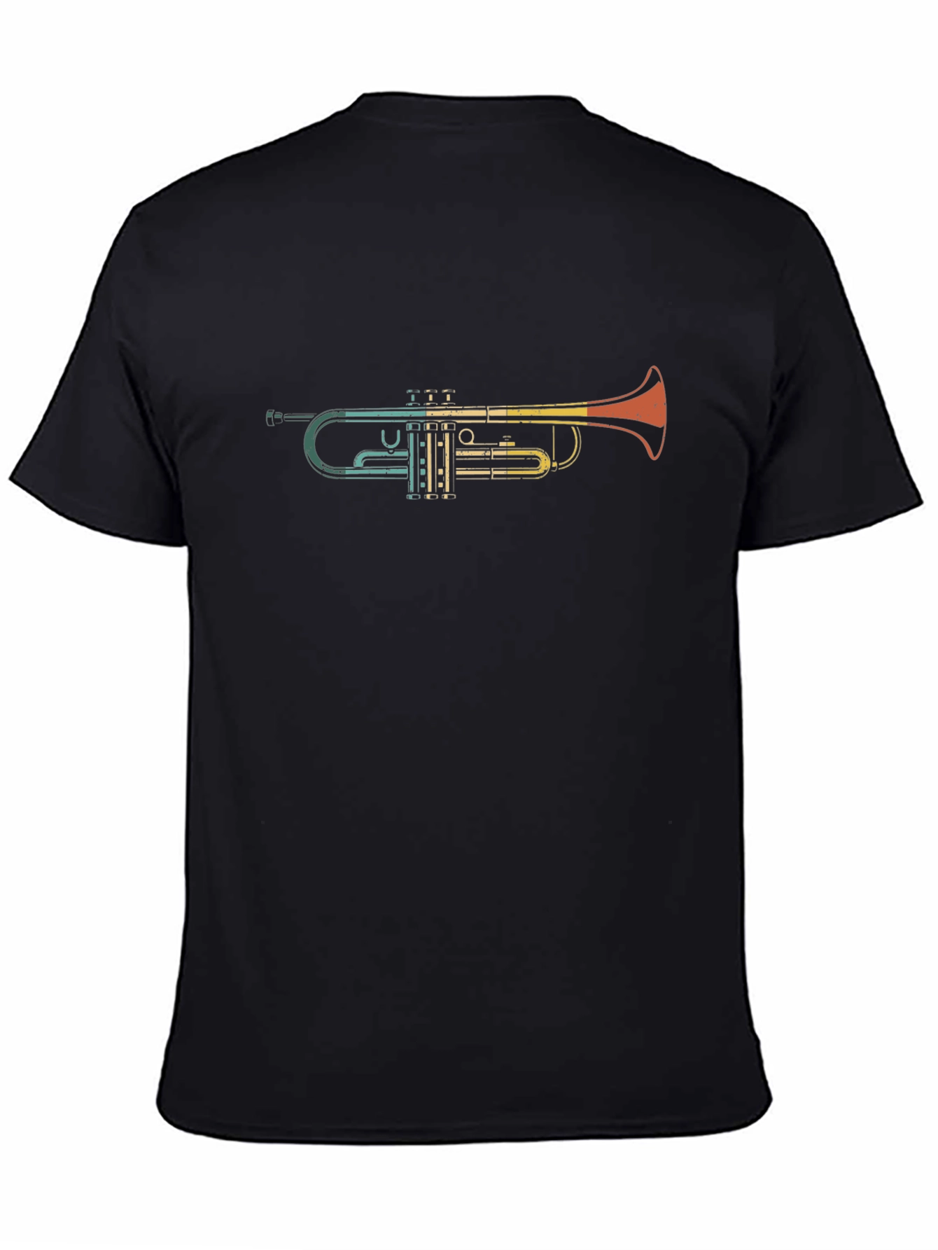 Retro Trumpet Graphic Tee - Black Cotton T-Shirt