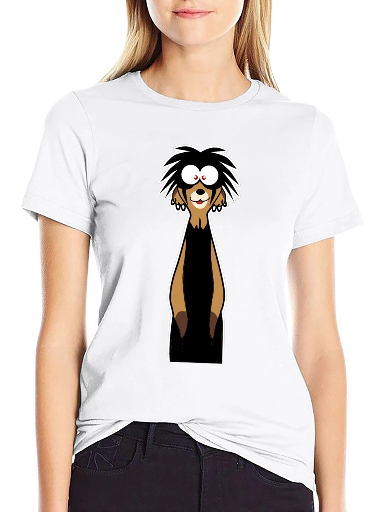 Funny Meerkat Graphic Tee - Black Cotton T-Shirt