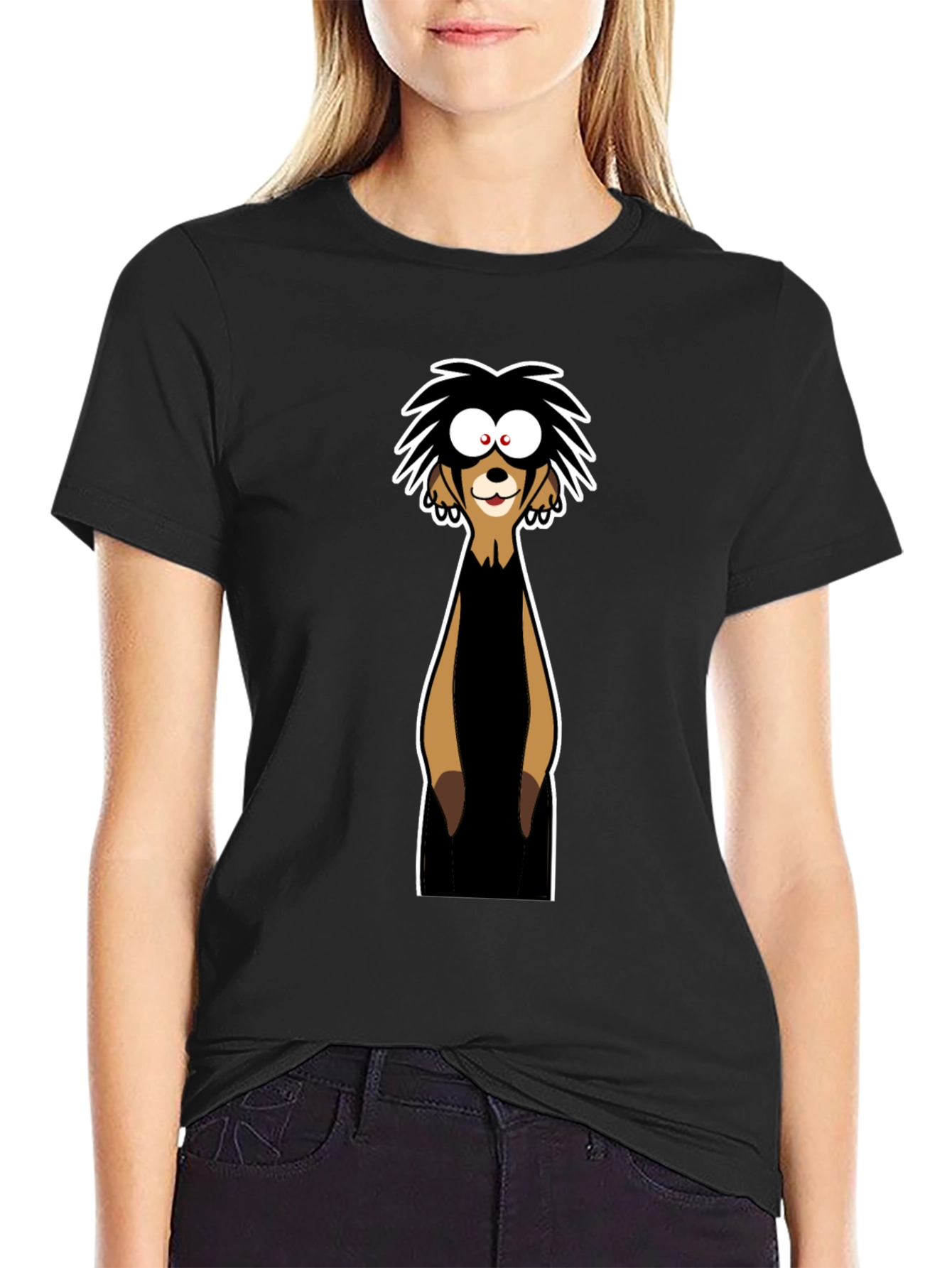 Funny Meerkat Graphic Tee - Black Cotton T-Shirt