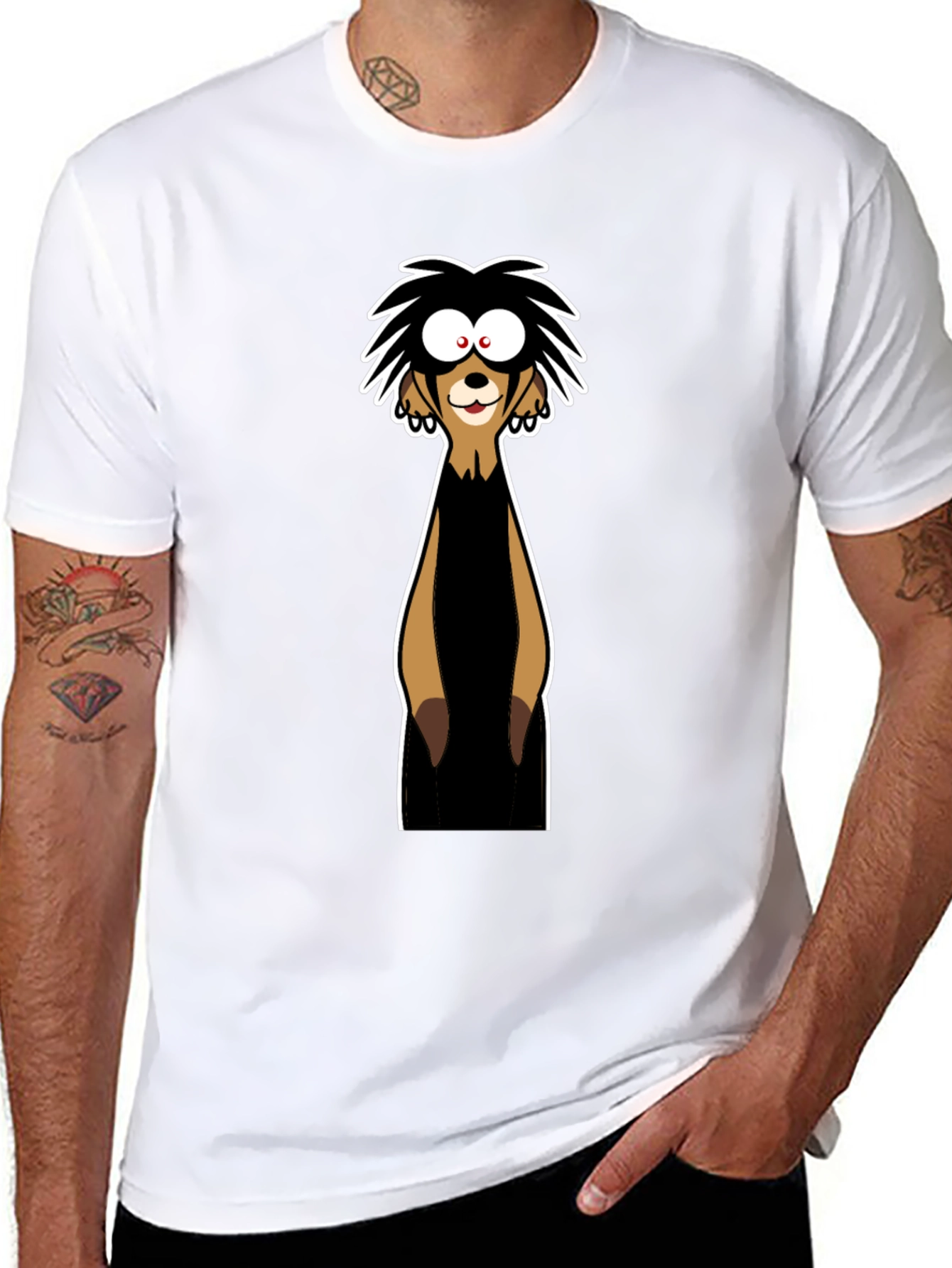 Funny Meerkat Graphic Tee - Black Cotton T-Shirt