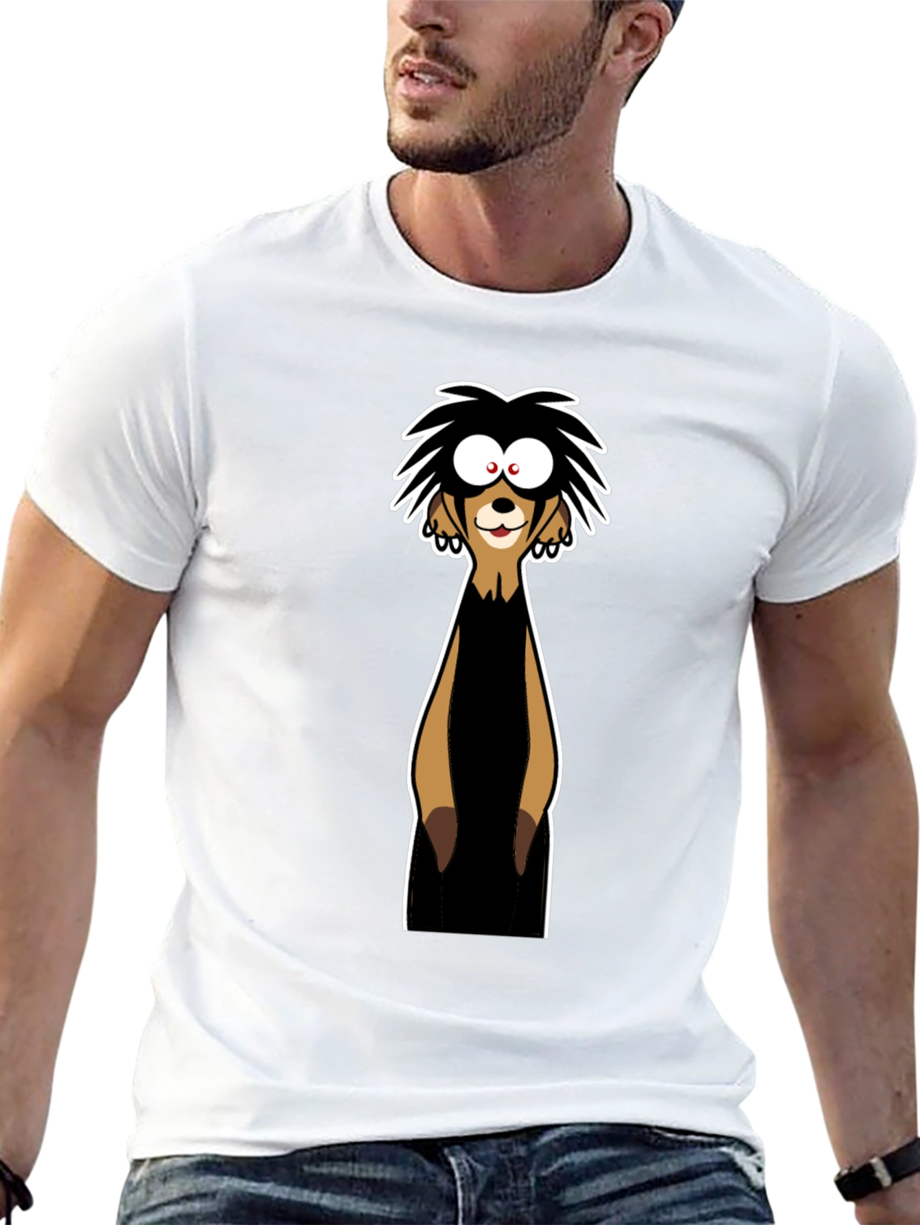 Funny Meerkat Graphic Tee - Black Cotton T-Shirt