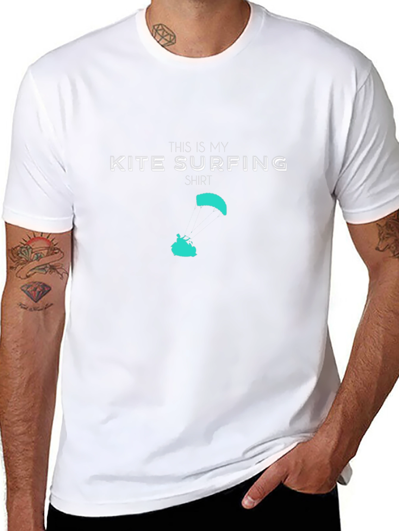 Kite Surfing Shirt - Black Crew Neck Tee