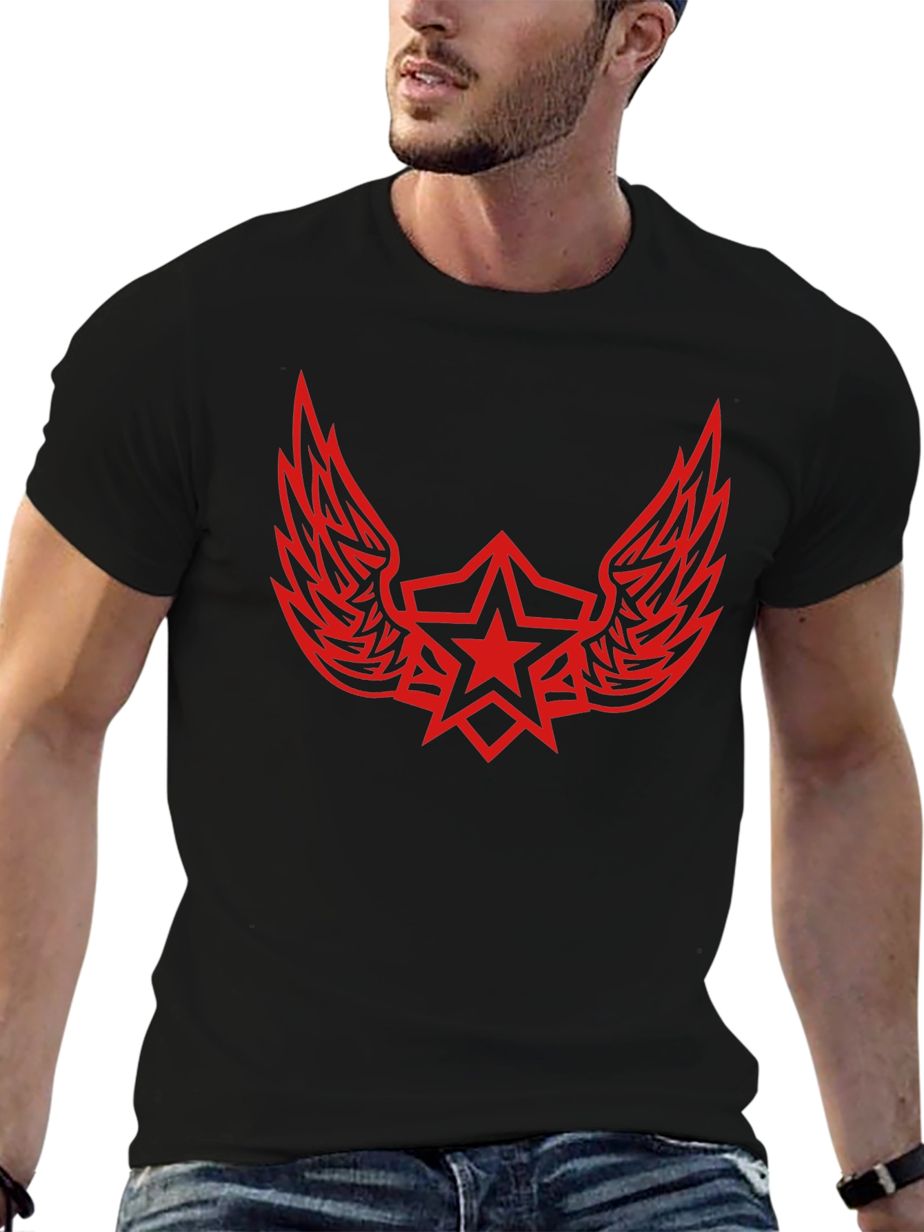 Winged Star Graphic Tee - Black