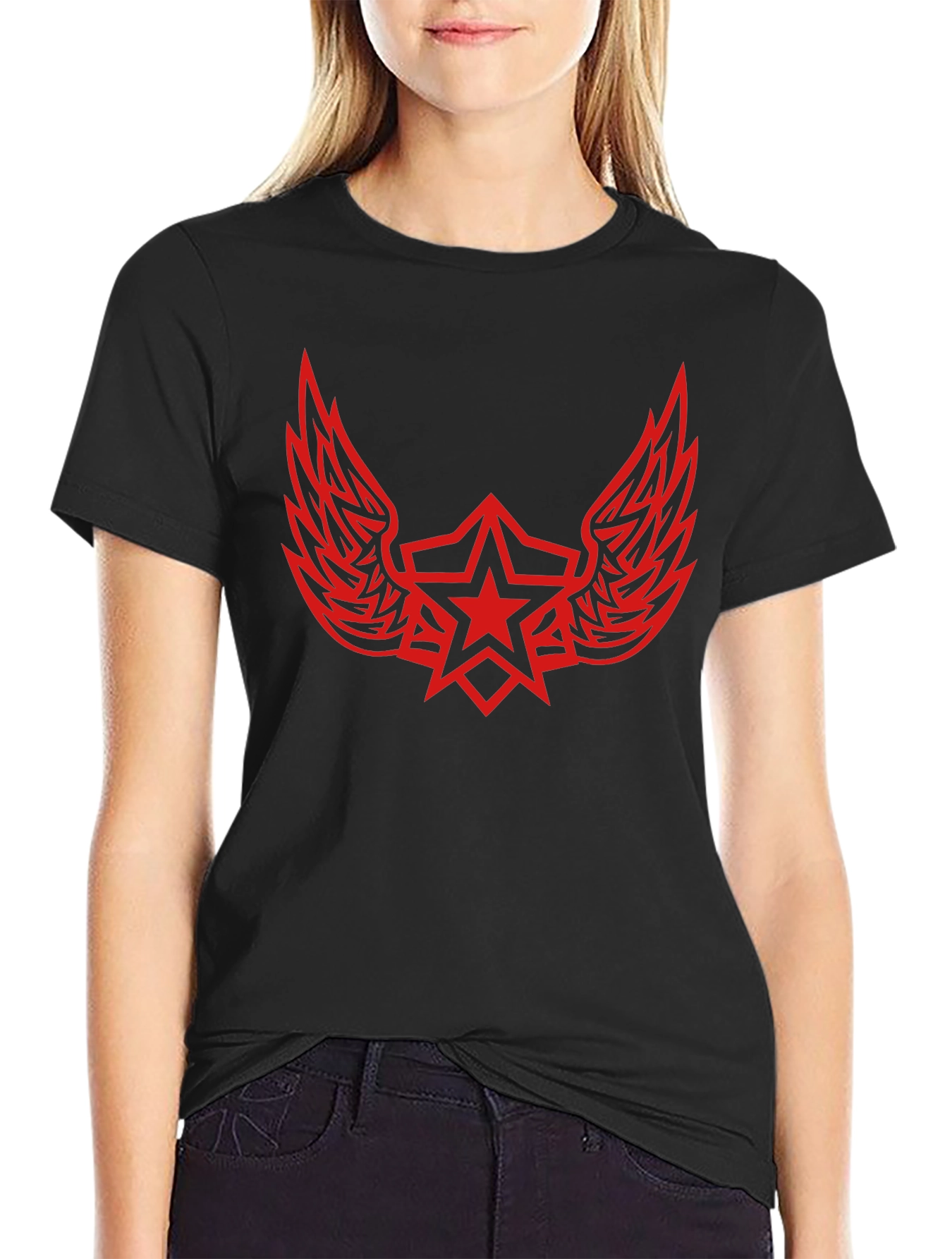 Winged Star Graphic Tee - Black