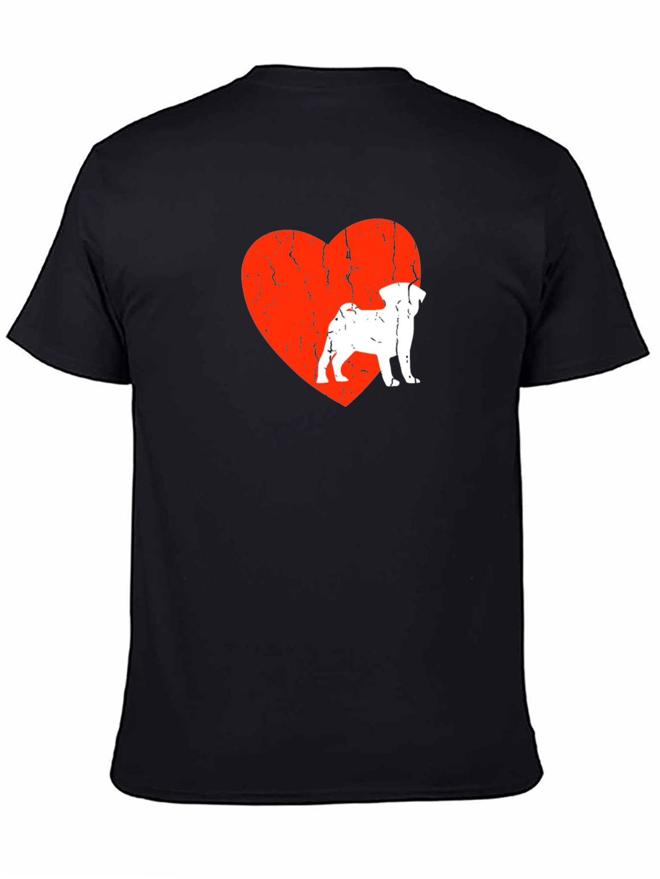 Pug Love Heart Graphic Tee - Mens Black T-Shirt