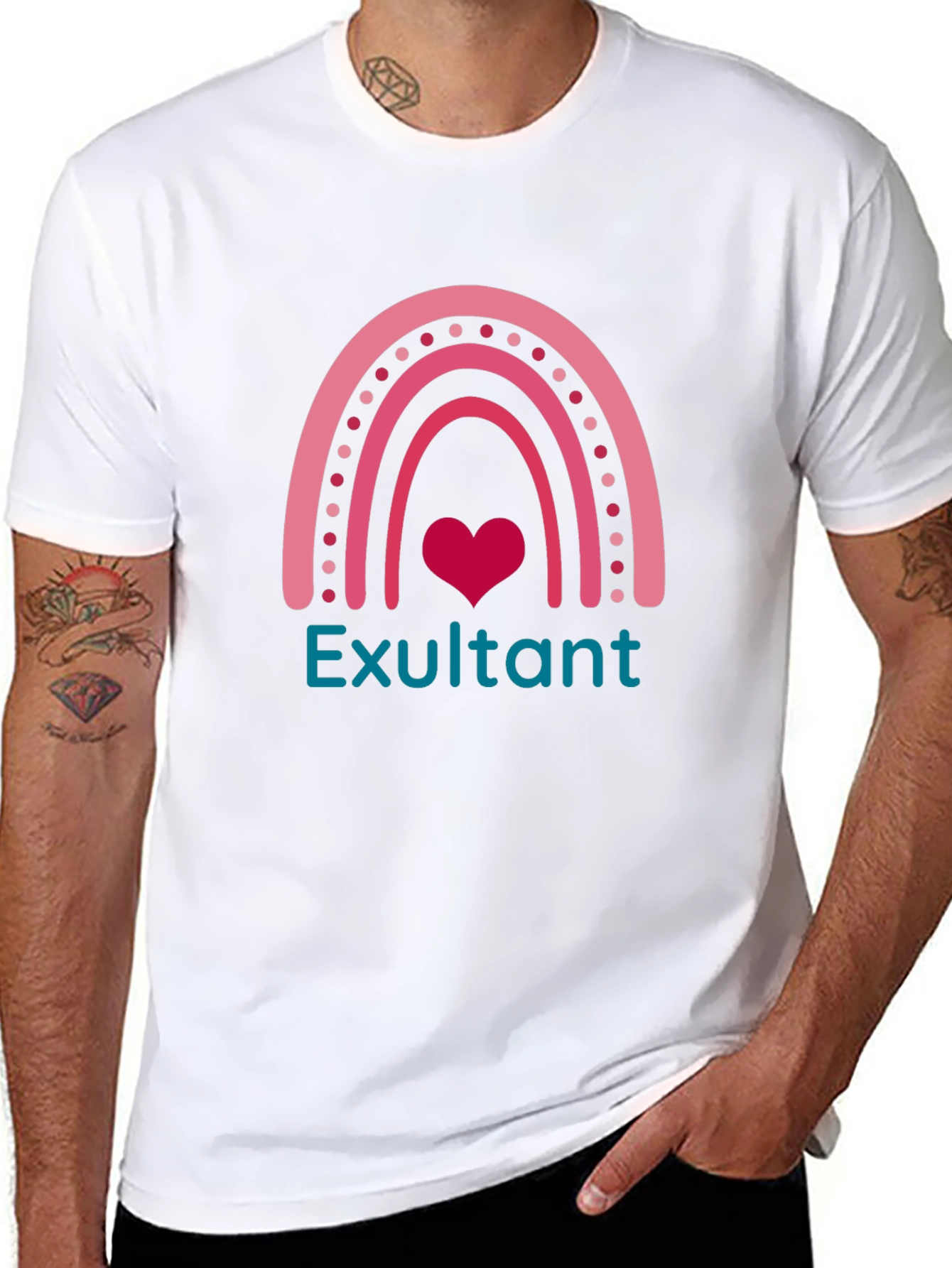 Exultant Rainbow Heart Graphic T-Shirt