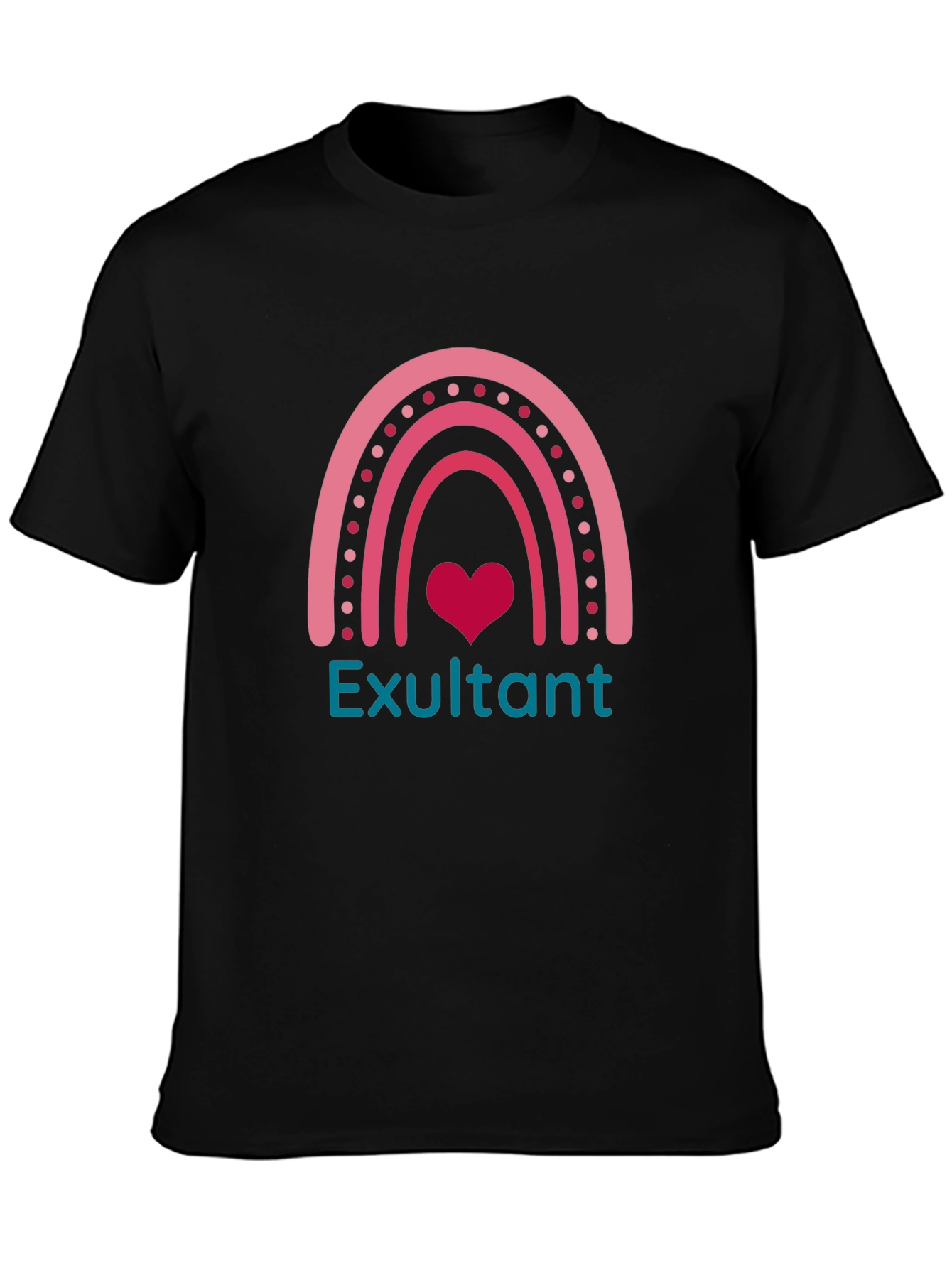Exultant Rainbow Heart Graphic T-Shirt