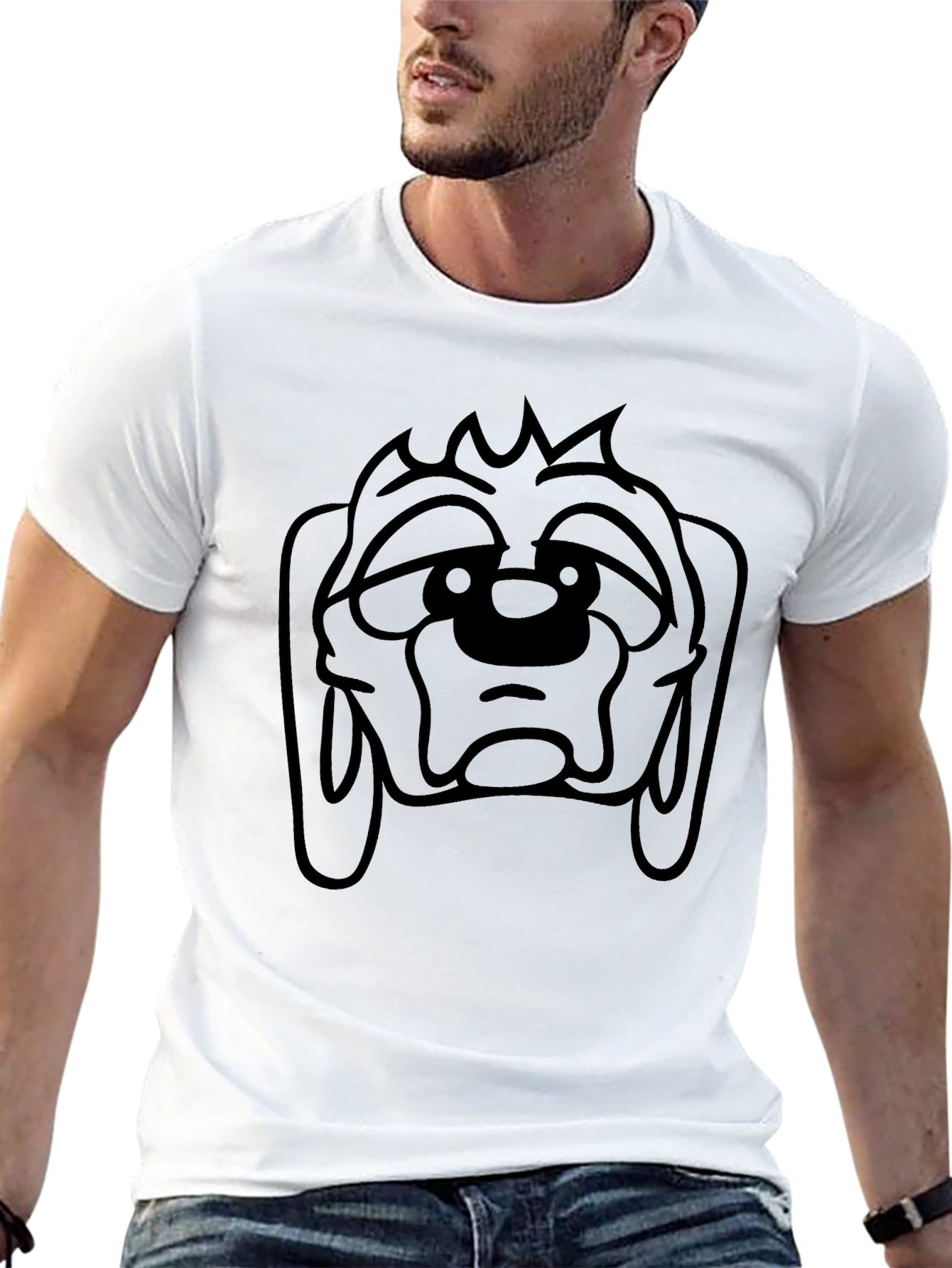 Cartoon Dog Graphic Black T-Shirt