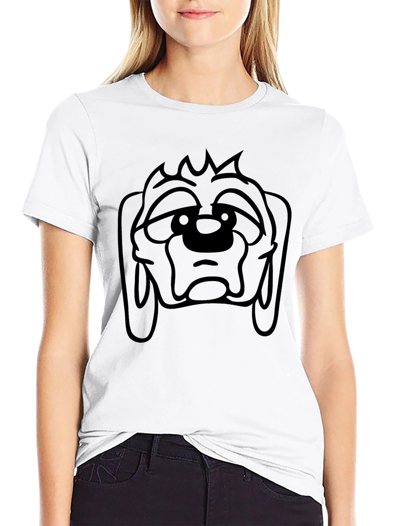 Cartoon Dog Graphic Black T-Shirt