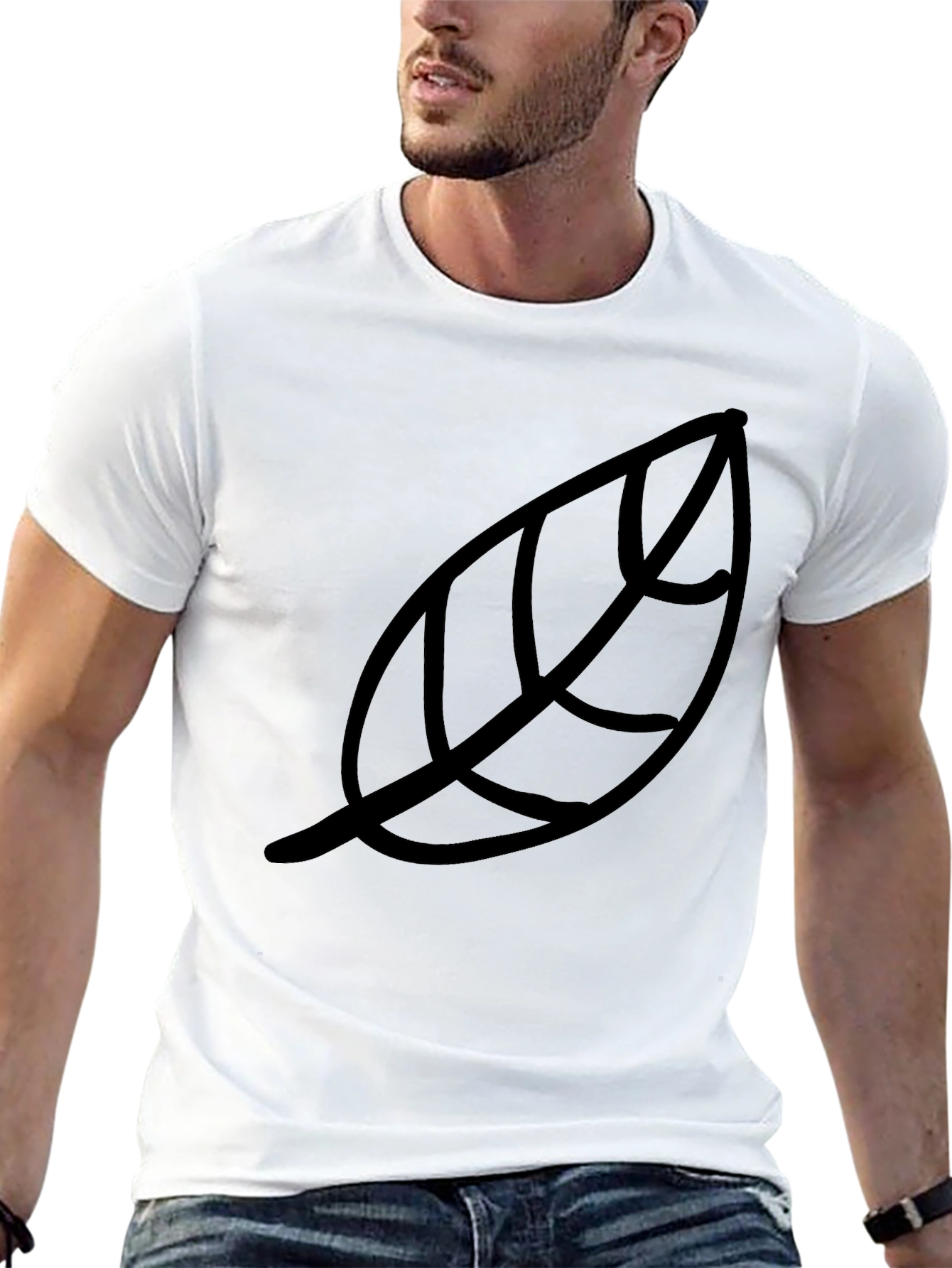 Leaf Print Black T-Shirt - Casual Style