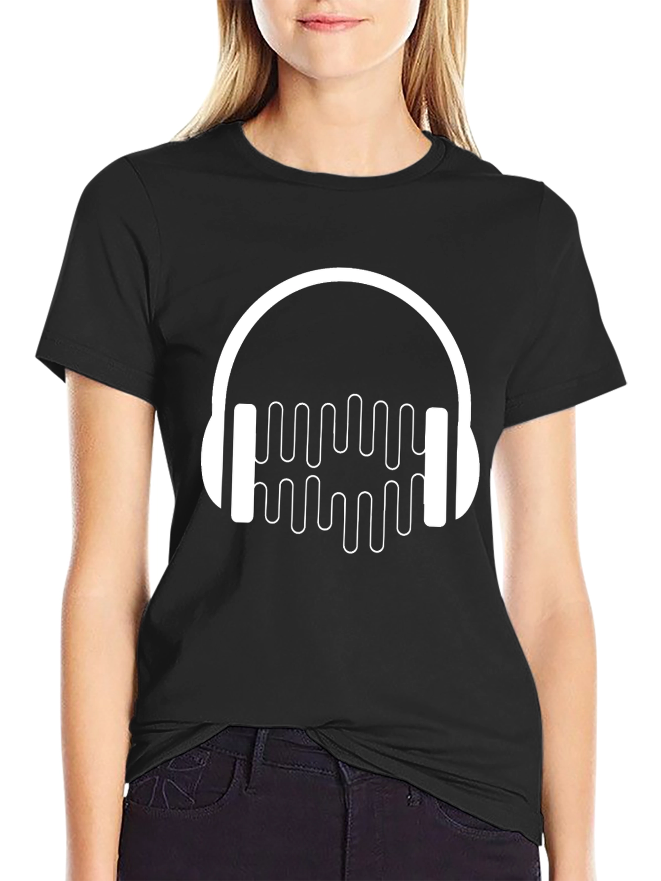 Headphone Music Graphic Black T-Shirt