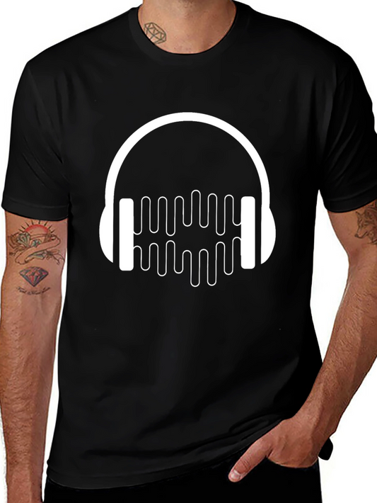 Headphone Music Graphic Black T-Shirt