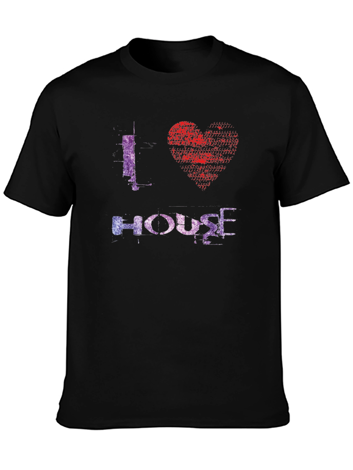 I Love House Music Graphic Tee - Black