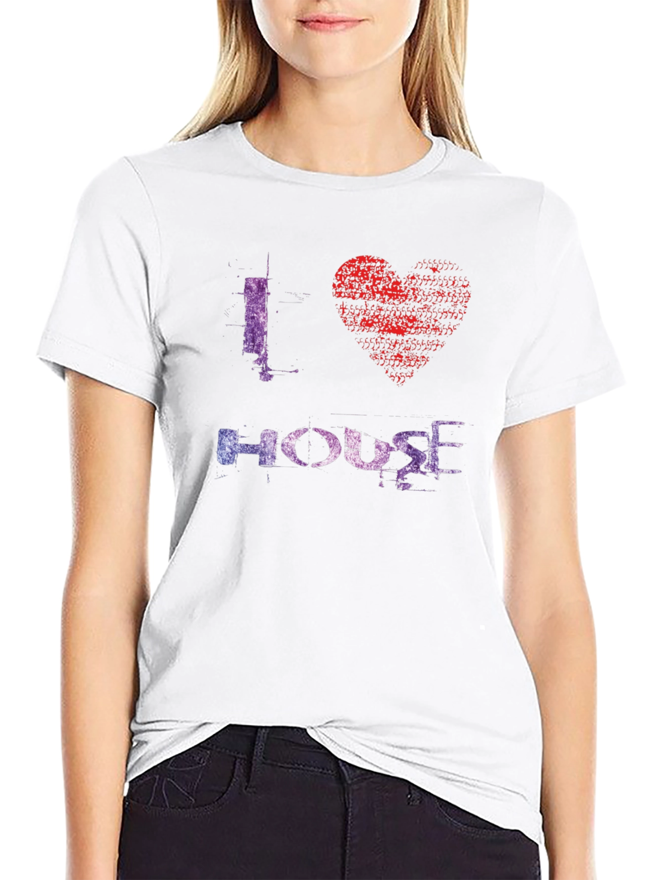I Love House Music Graphic Tee - Black