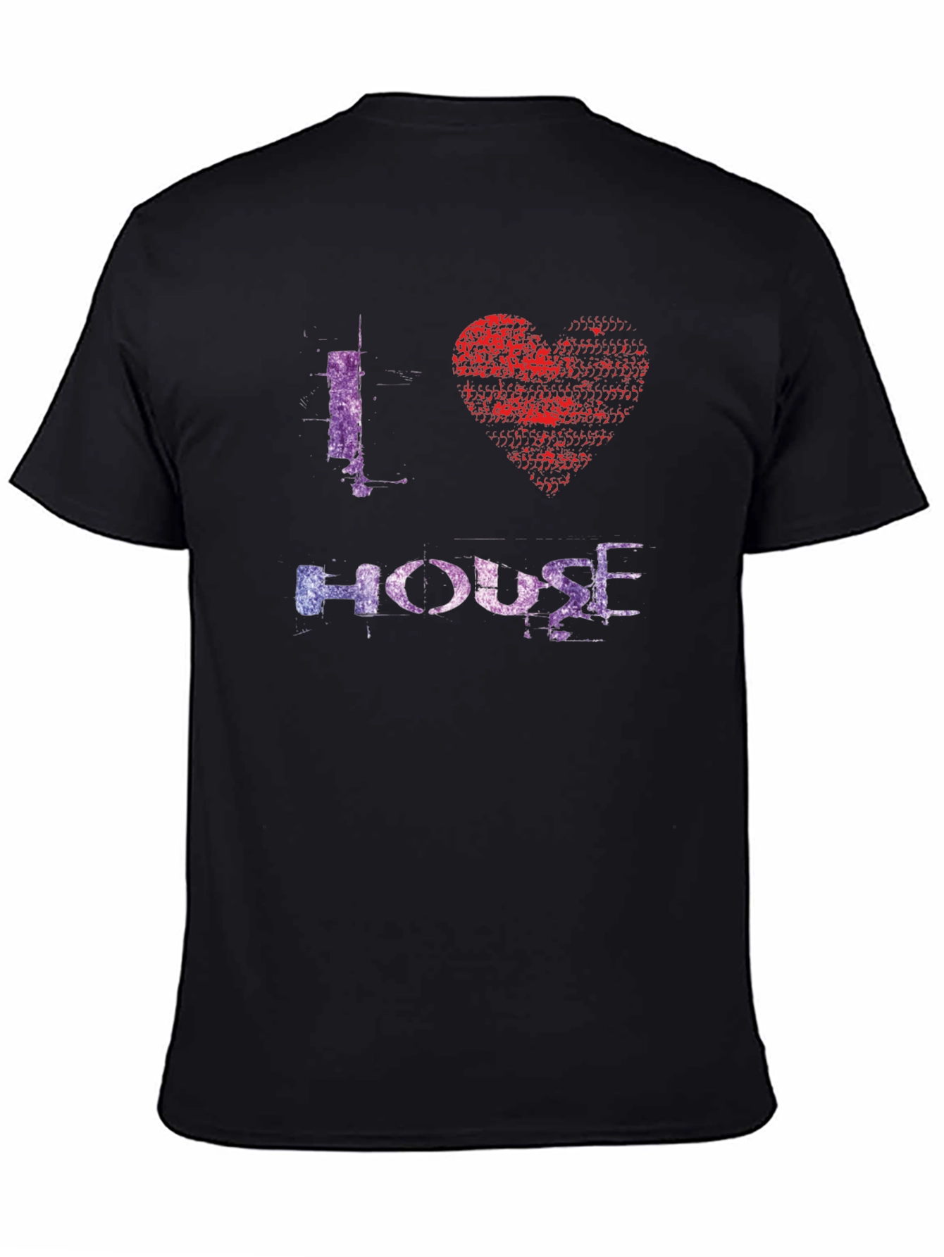 I Love House Music Graphic Tee - Black