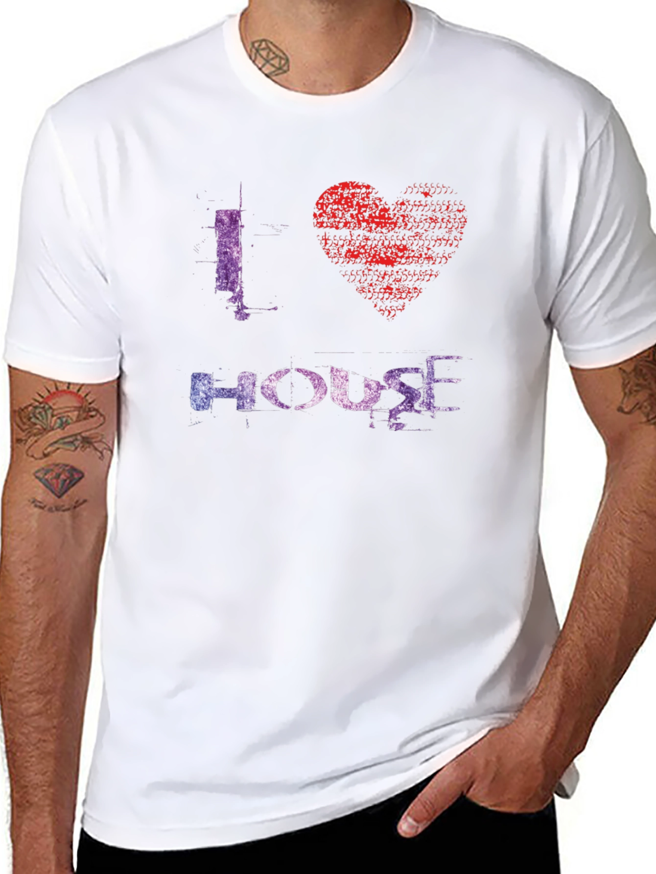 I Love House Music Graphic Tee - Black