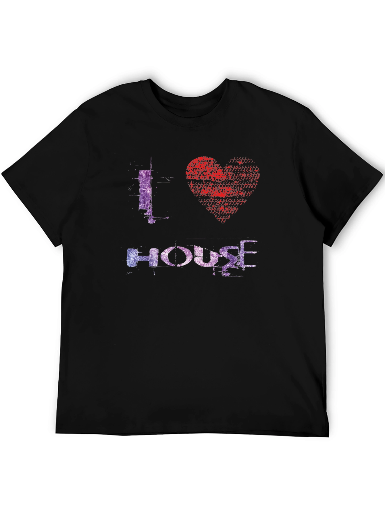 I Love House Music Graphic Tee - Black