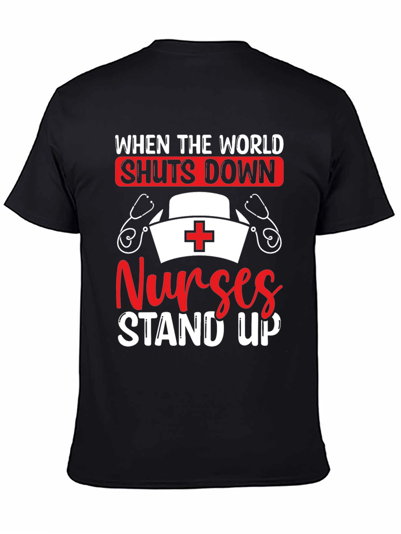 Nurses Stand Up Graphic Tee - Black