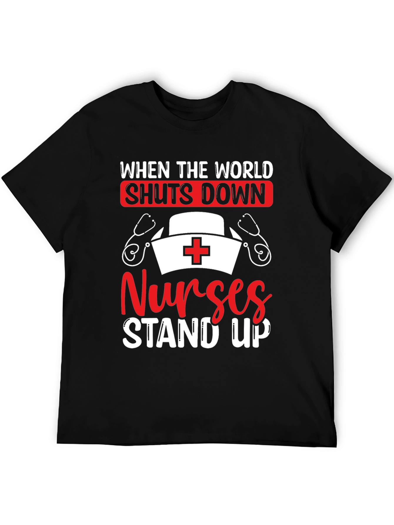 Nurses Stand Up Graphic Tee - Black