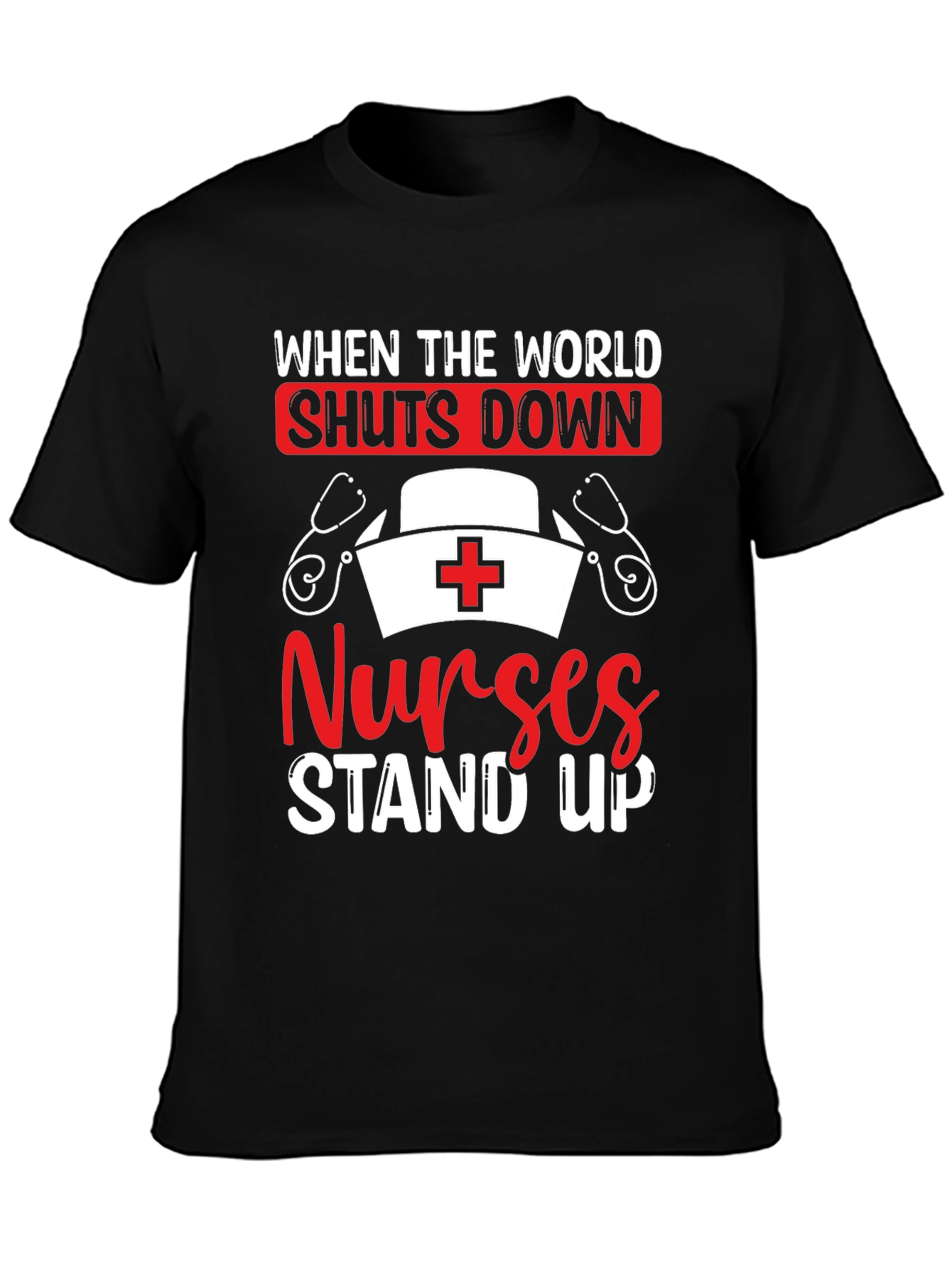 Nurses Stand Up Graphic Tee - Black