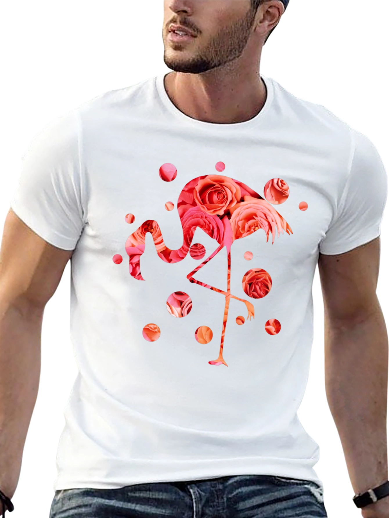 Floral Flamingo Graphic Black T-Shirt