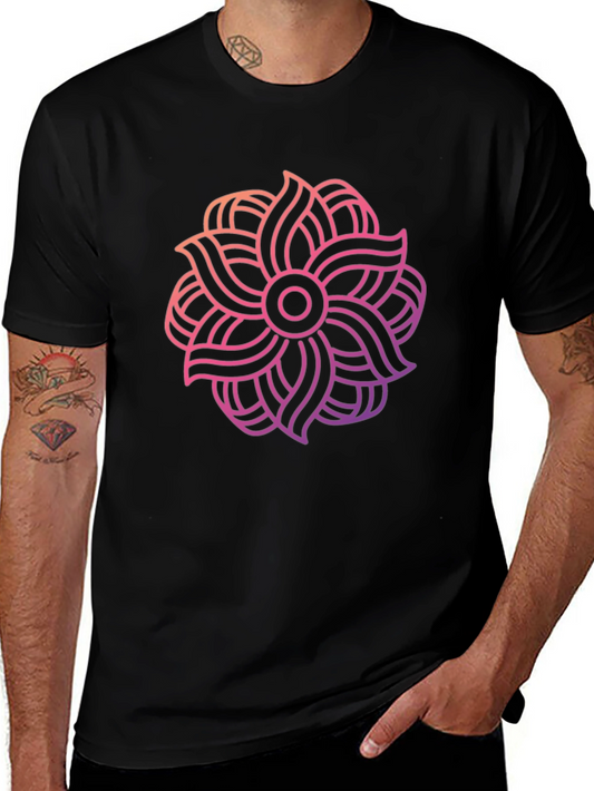 Abstract Floral Graphic Black T-Shirt