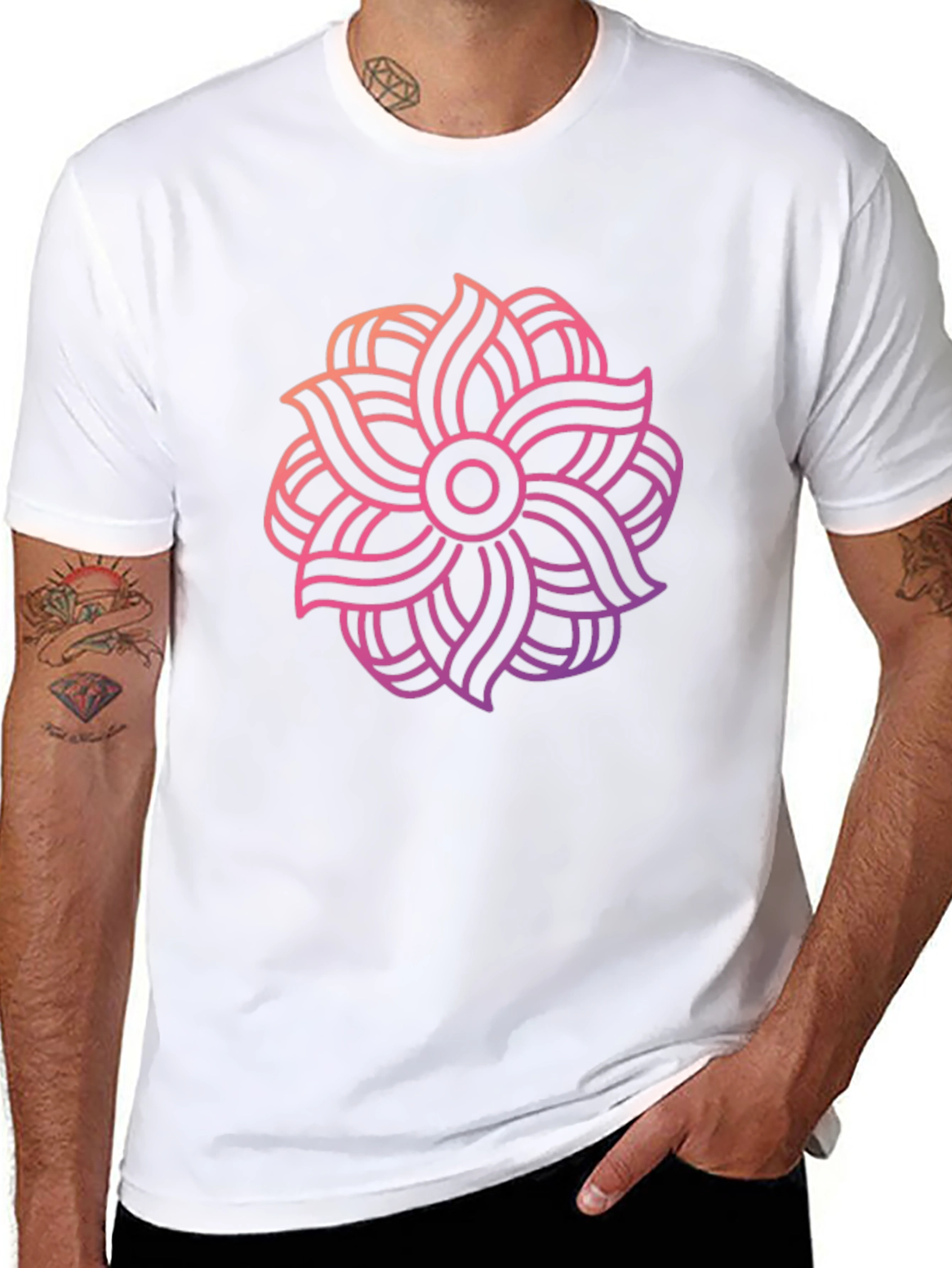 Abstract Floral Graphic Black T-Shirt