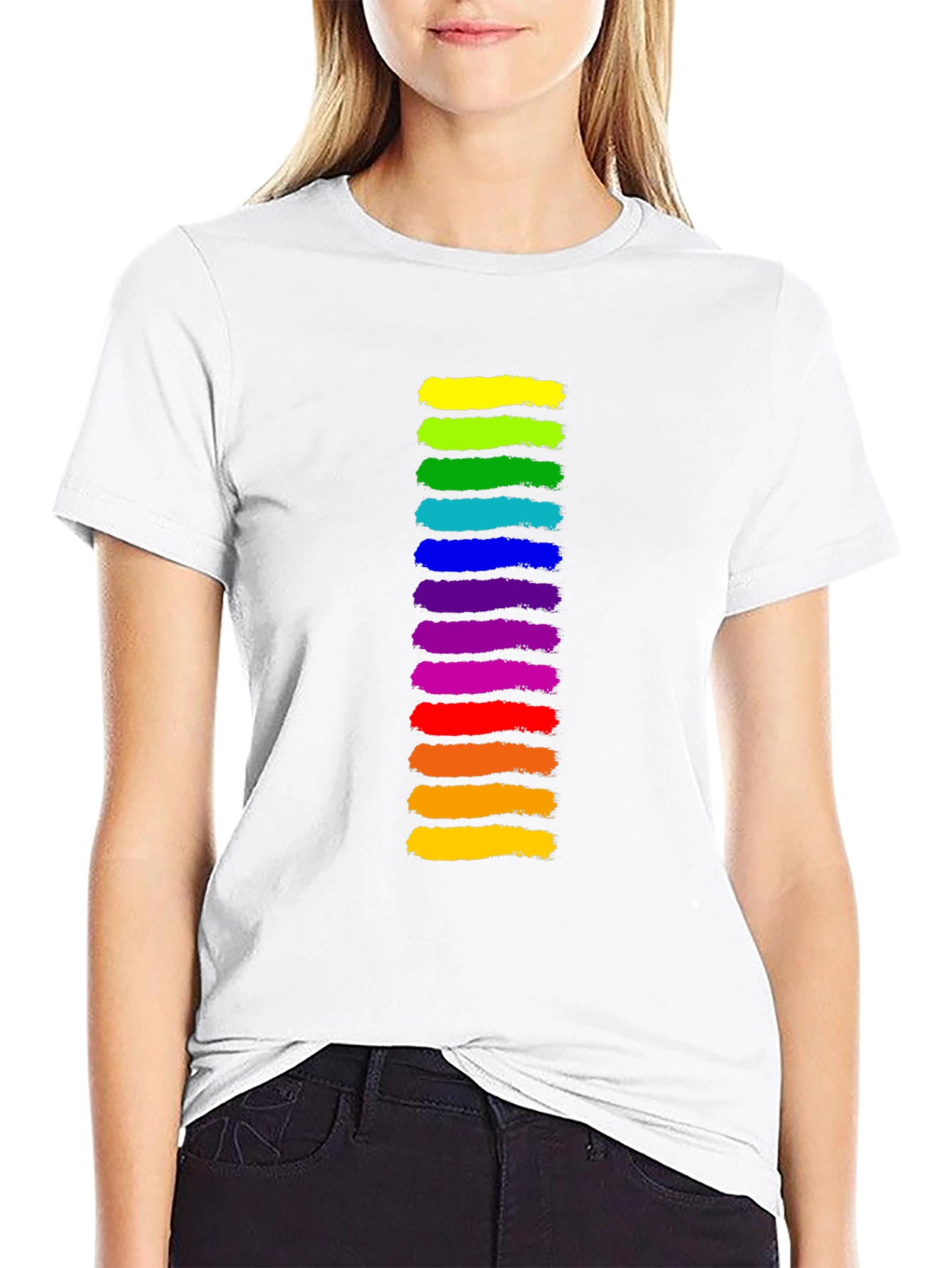 Rainbow Stripe Graphic Black T-Shirt