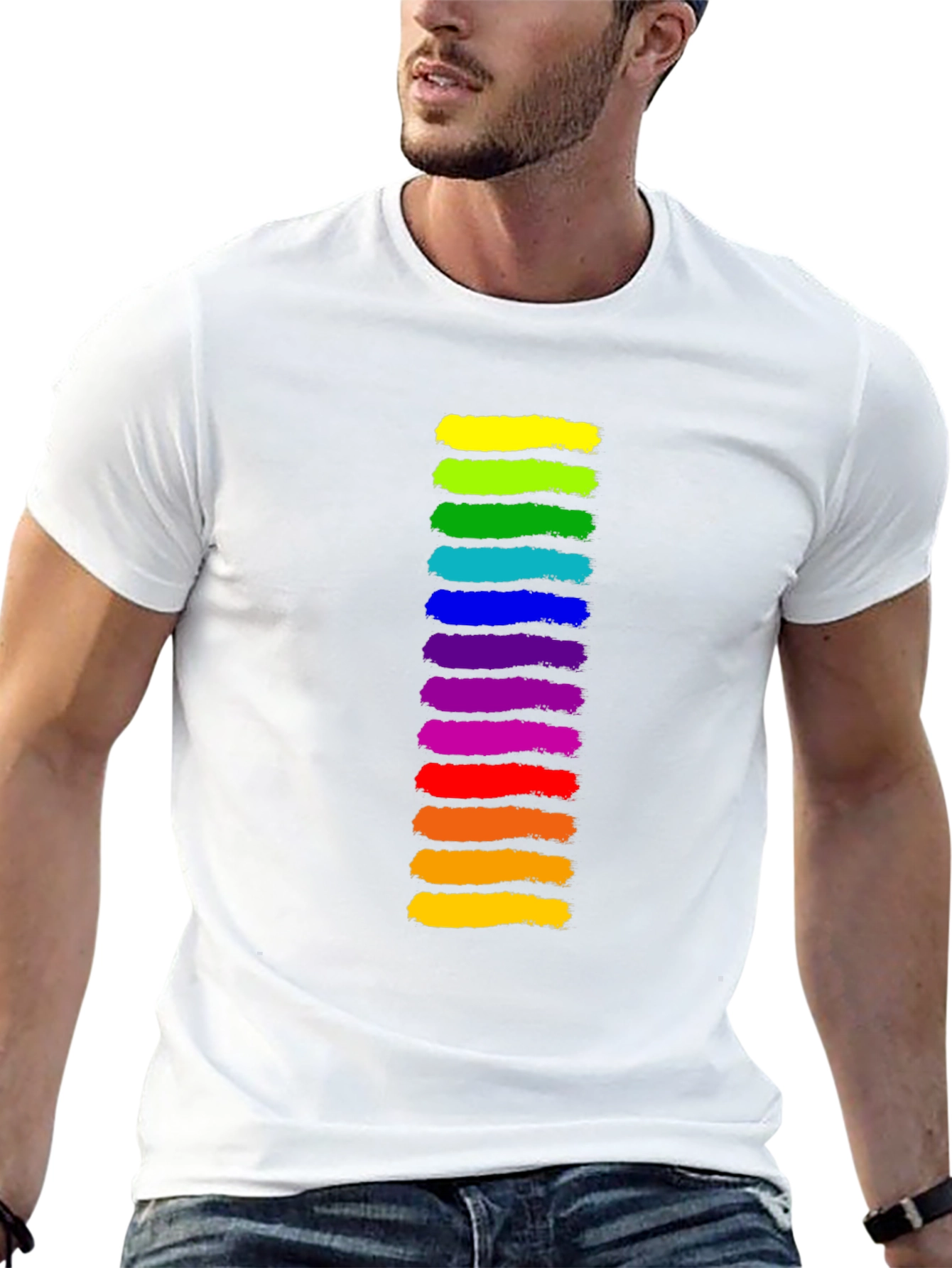 Rainbow Stripe Graphic Black T-Shirt
